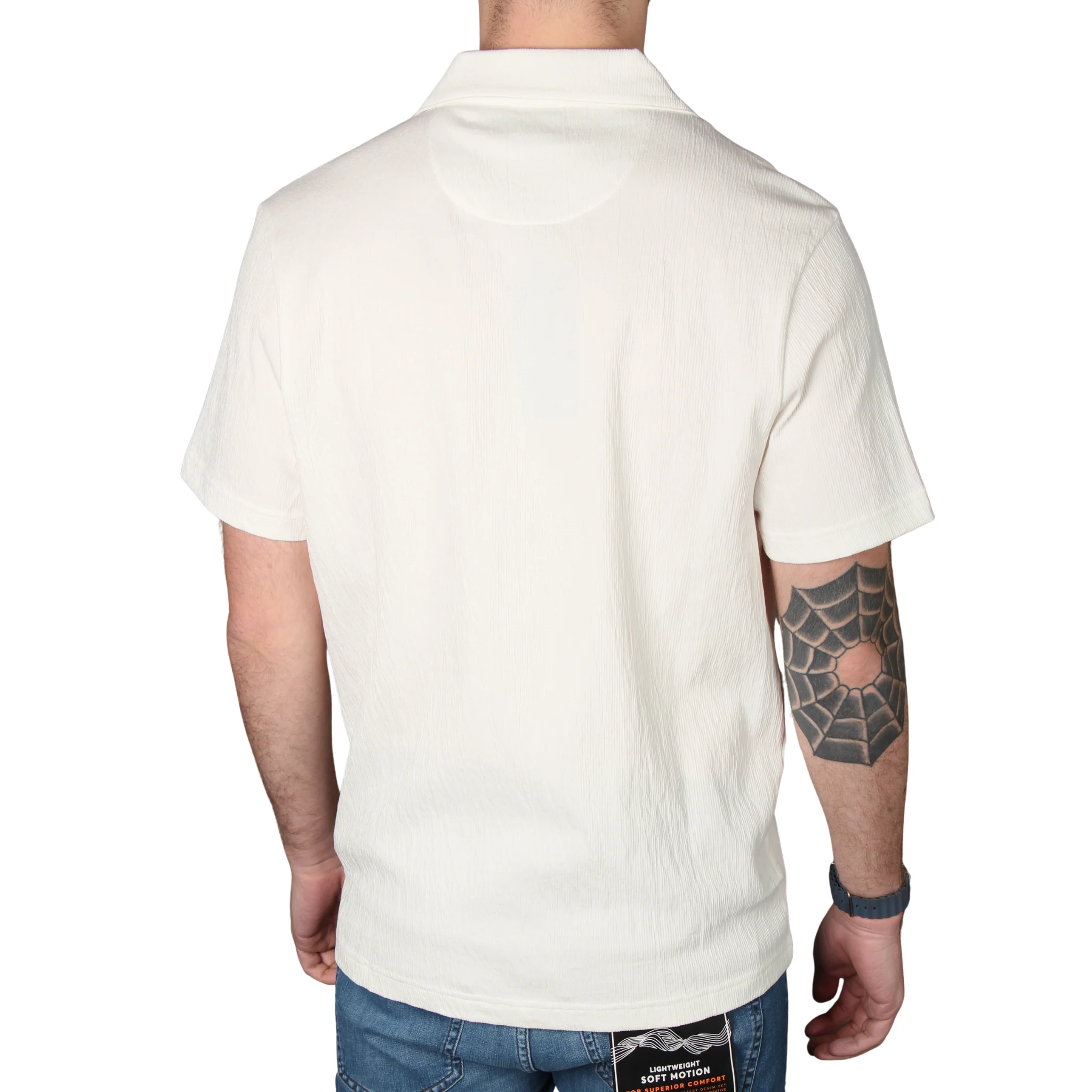 Mens Remus Uomo Off White Wrinkle Effect Jersey S/s Shirt - Image 2