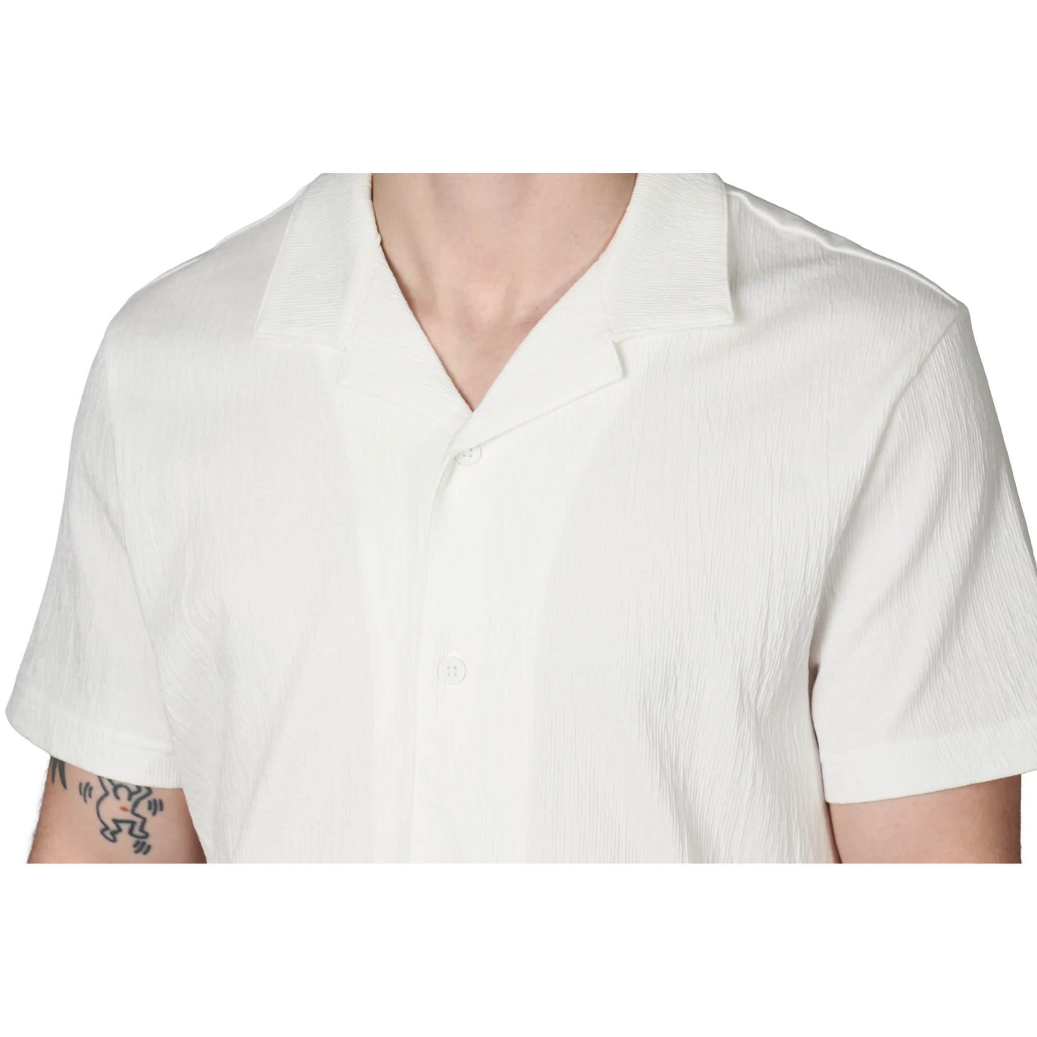 Mens Remus Uomo Off White Wrinkle Effect Jersey S/s Shirt - Image 3
