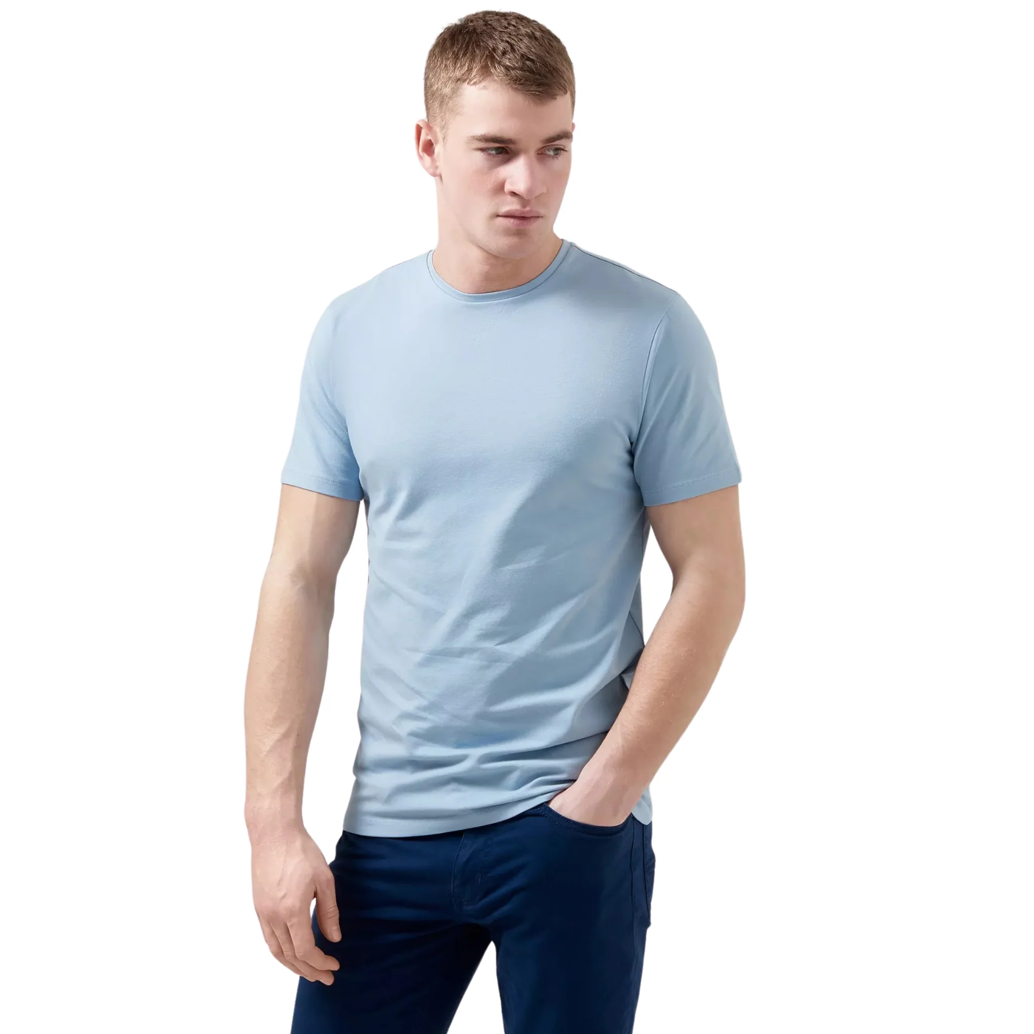 Mens Remus Uomo Sky Blue Cotton Stretch S/s T Shirt - Image 2