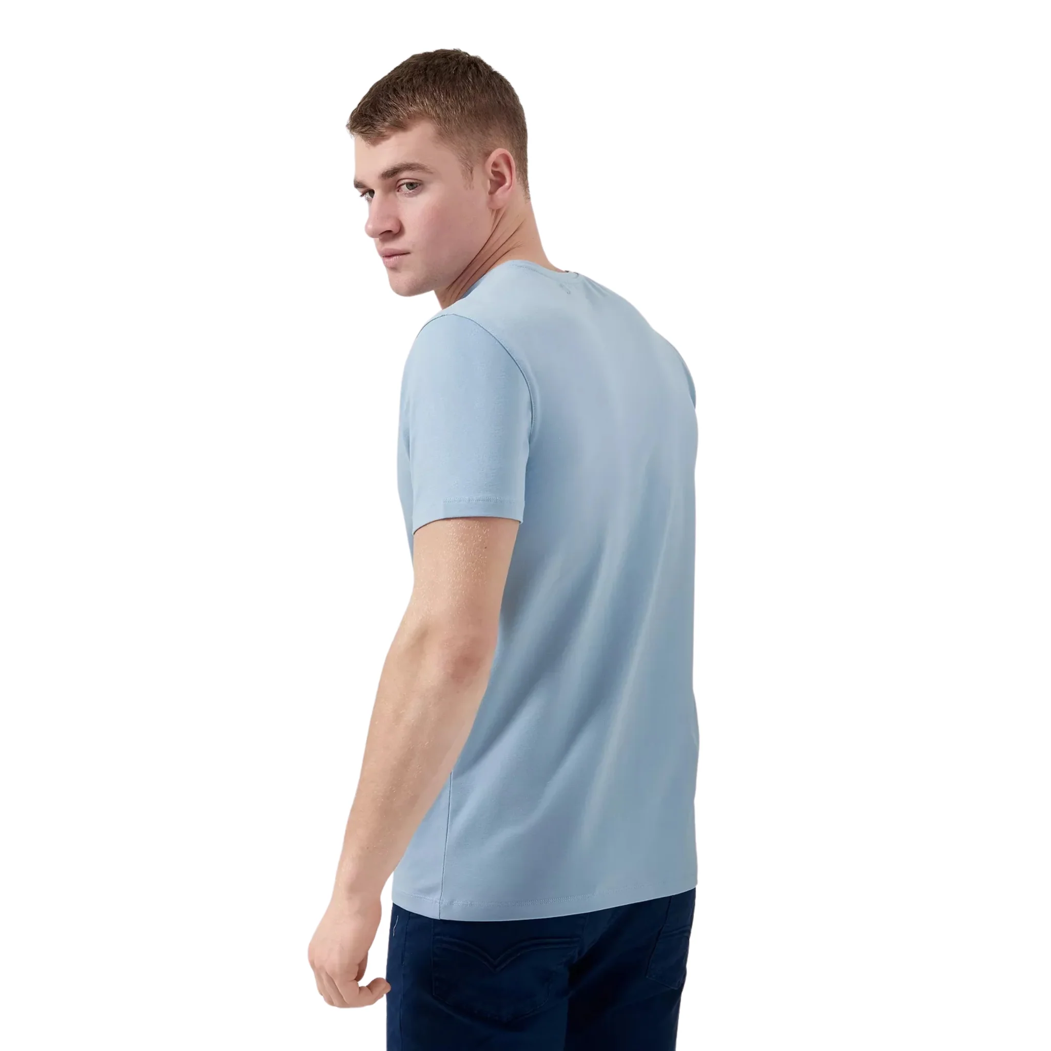 Mens Remus Uomo Sky Blue Cotton Stretch S/s T Shirt - Image 3