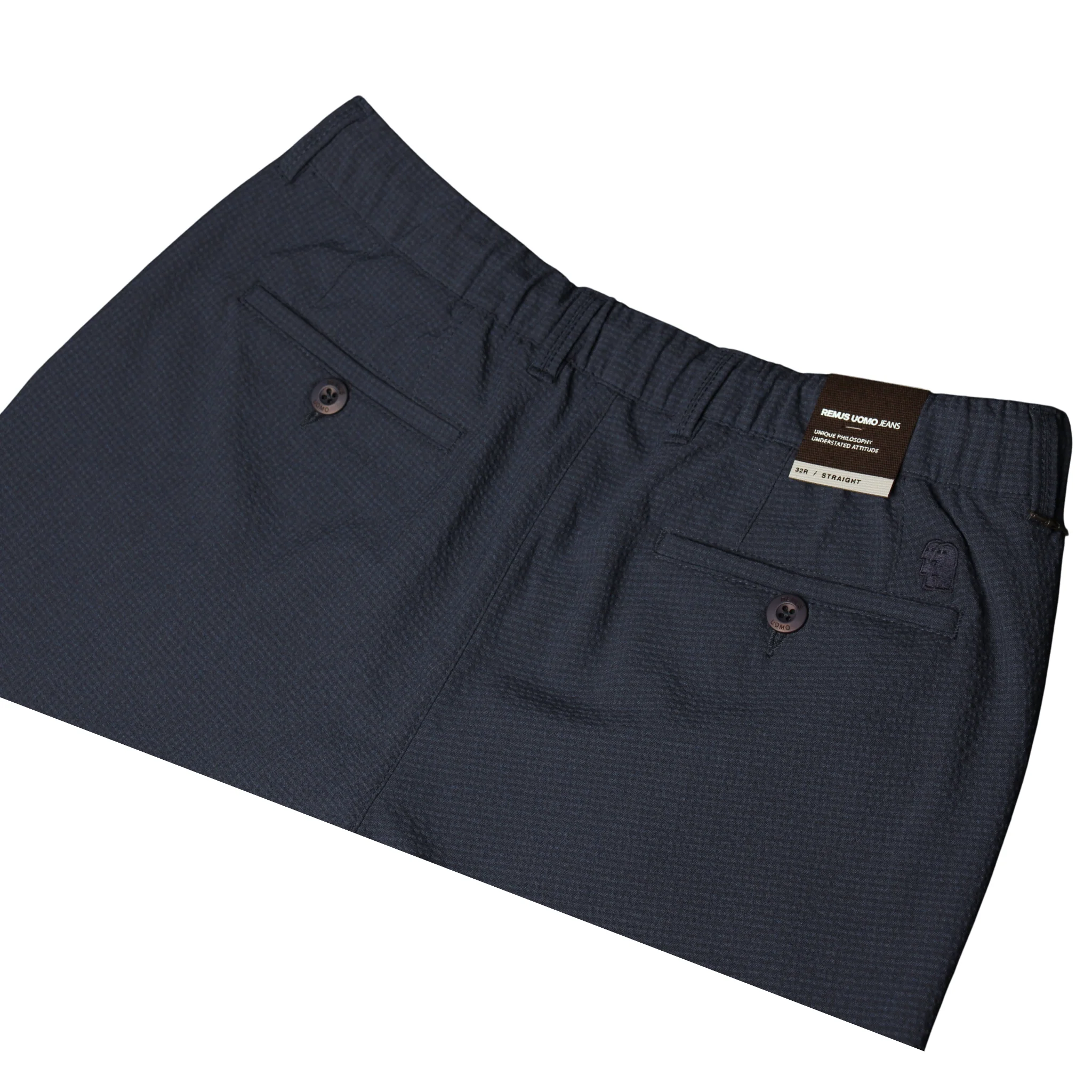 Mens Remus Uomo Slate Blue Elliott Straight Fit Trousers - Image 4