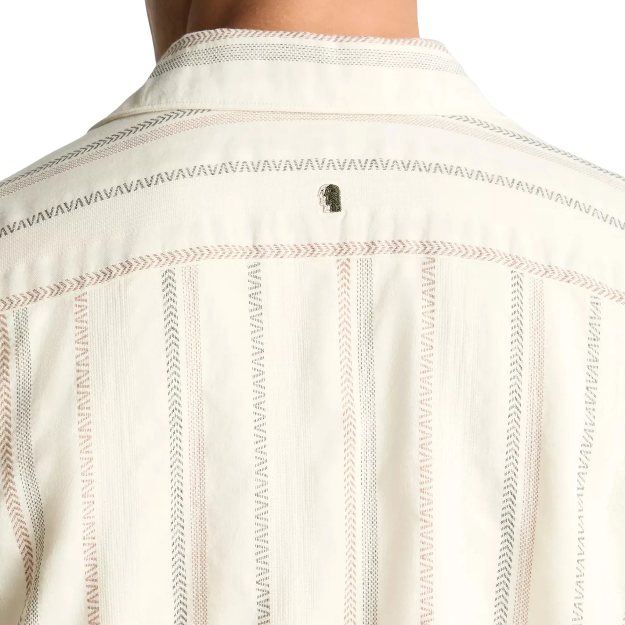 Mens Remus Uomo Stone Woven Stripe Tapered Fit S/s Shirt - Image 3