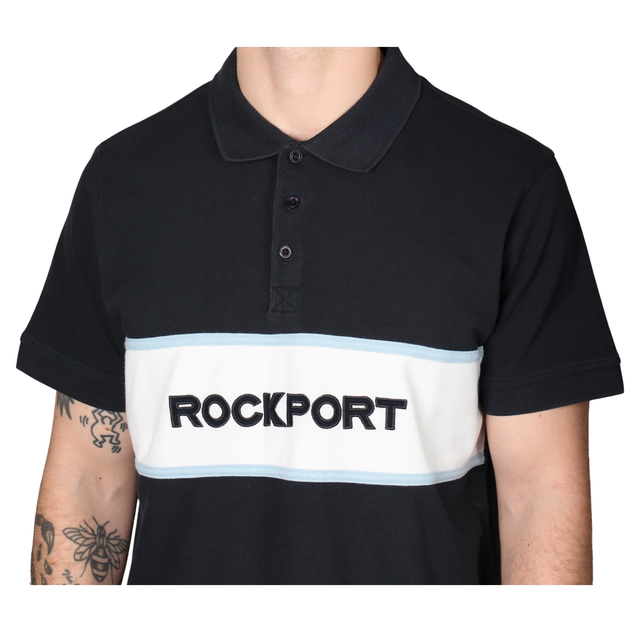Mens Rockport Navy Cobb Insert Logo Panel S/s Polo Shirt - Image 3