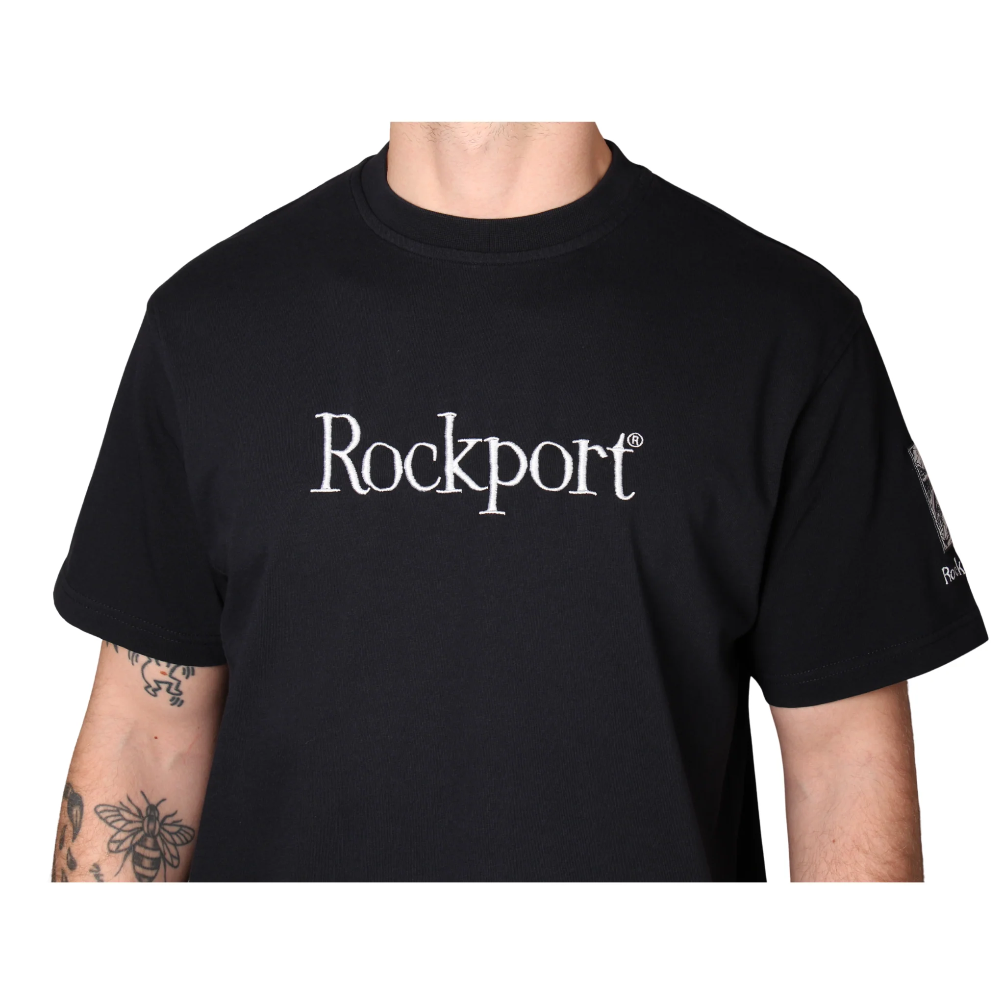 Mens Rockport Navy Highland Front Logo Washed S/s T Shirt - Image 4