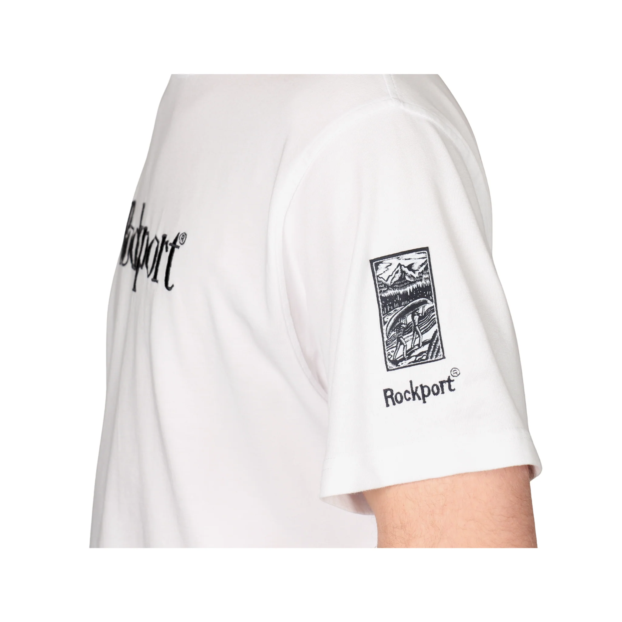 Mens Rockport White Highland Front Logo Washed S/s T Shirt - Image 3