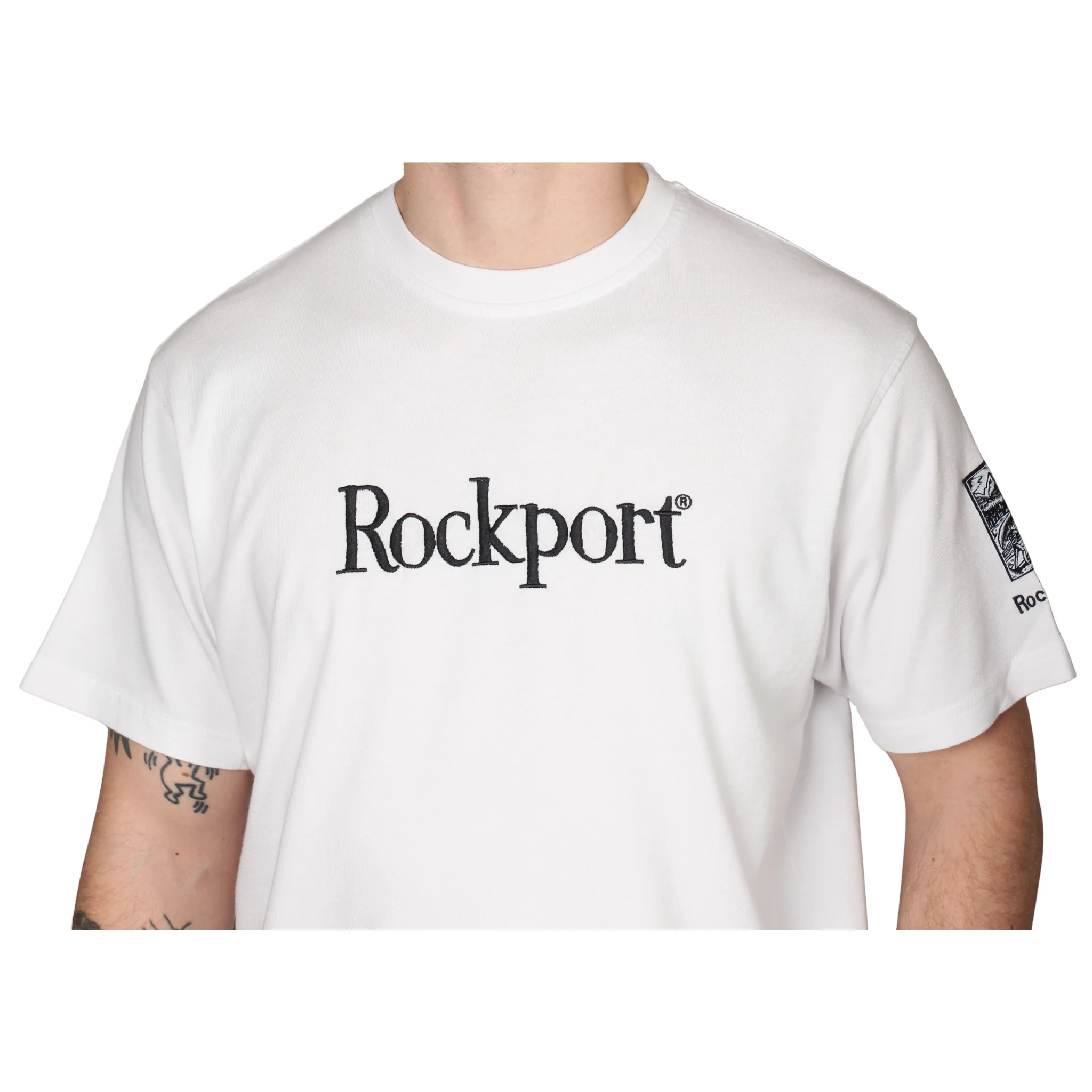 Mens Rockport White Highland Front Logo Washed S/s T Shirt - Image 4