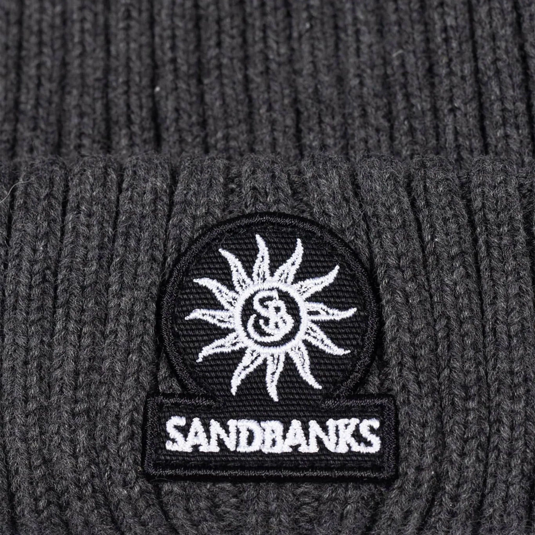 Mens Sandbanks Anthracite Badge Logo Beanie - Image 2