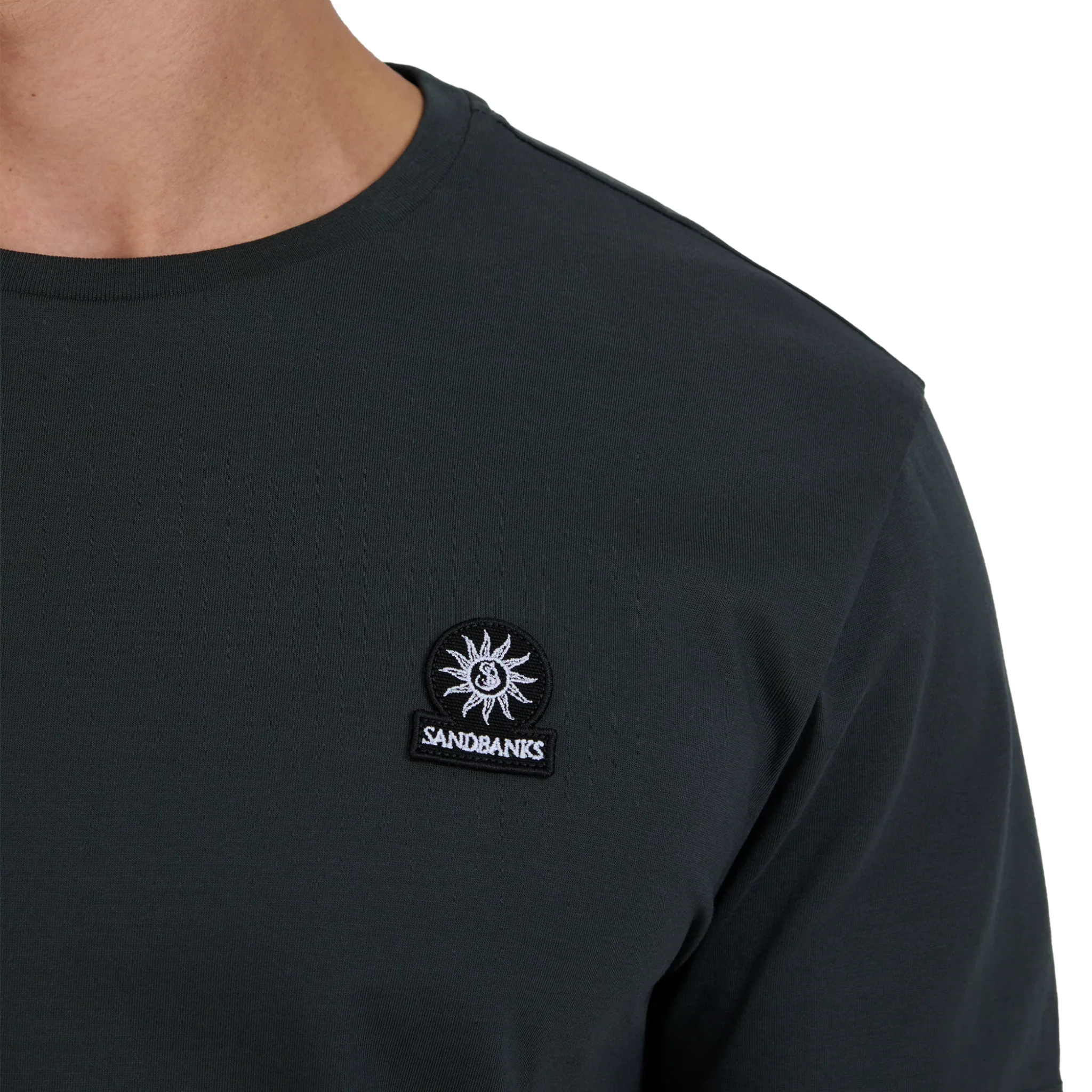 Mens Sandbanks Anthracite Mercerised Badge S/s T Shirt - Image 3