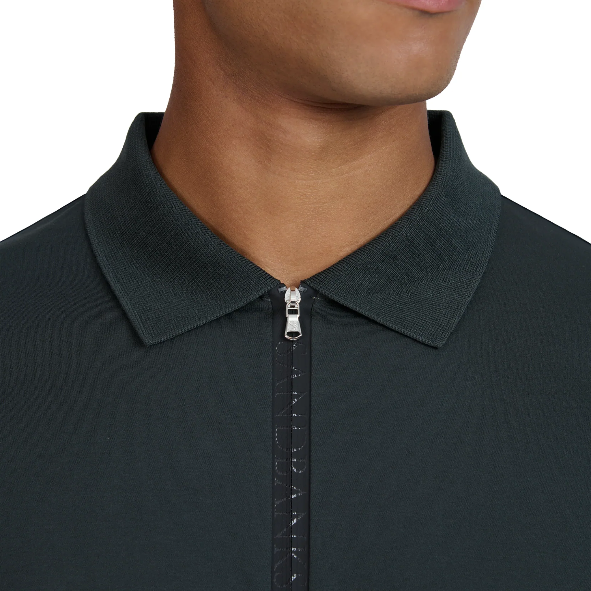 Mens Sandbanks Anthracite Silicone Zip L/s Polo Shirt - Image 2
