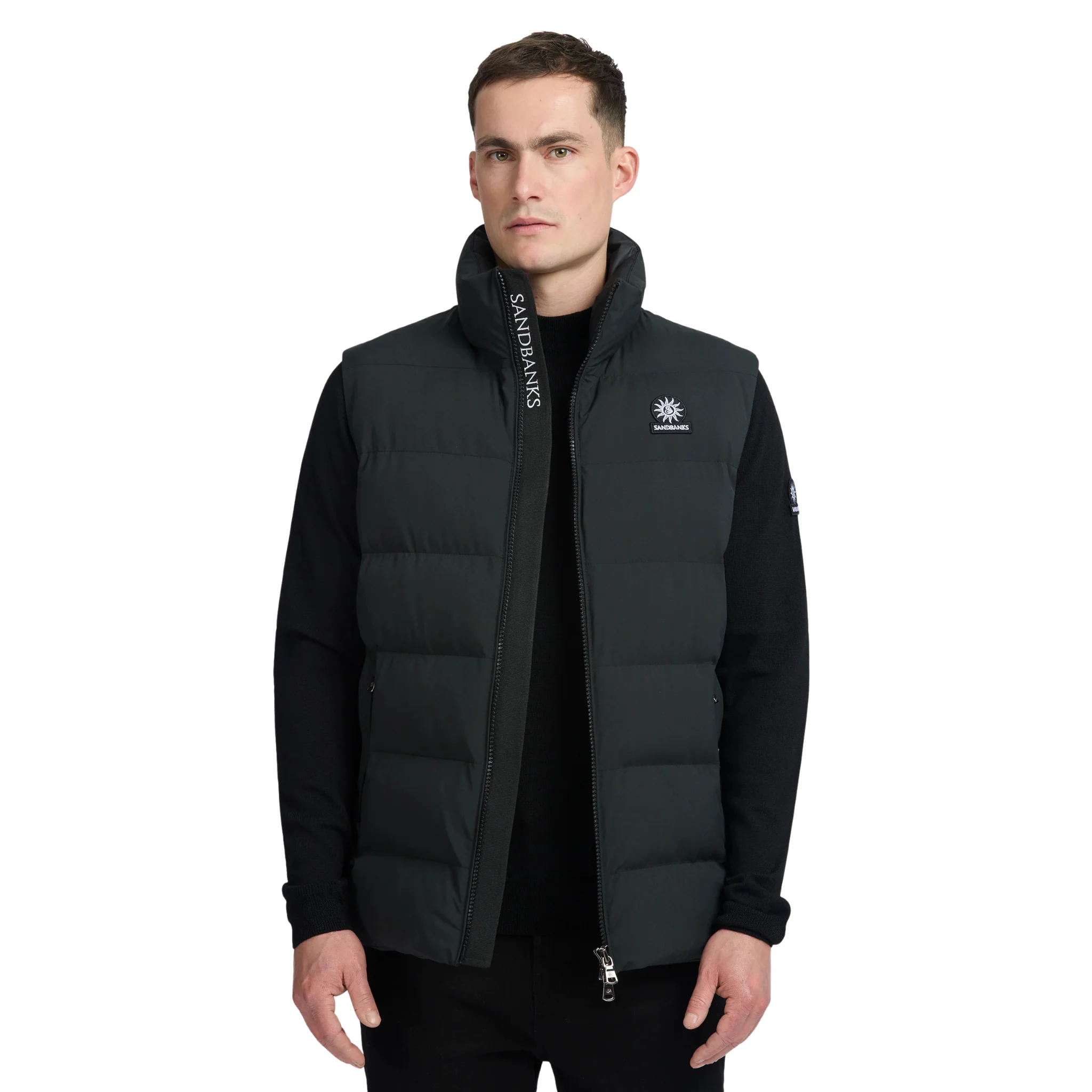 Mens Sandbanks Black Clifftop Gilet - Image 2