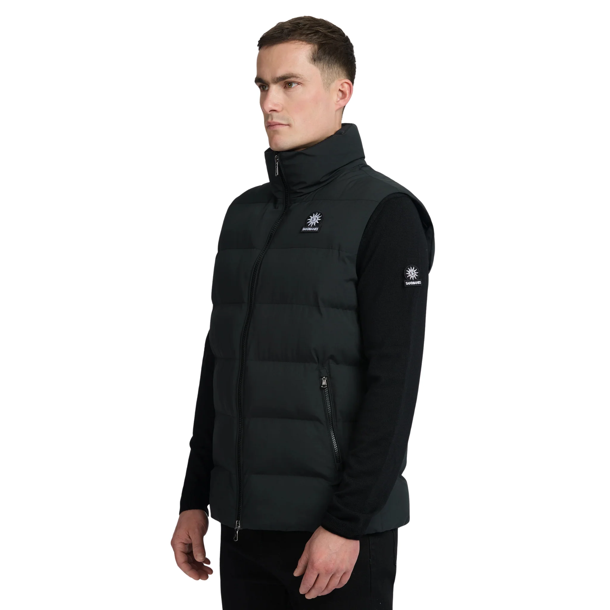 Mens Sandbanks Black Clifftop Gilet - Image 4