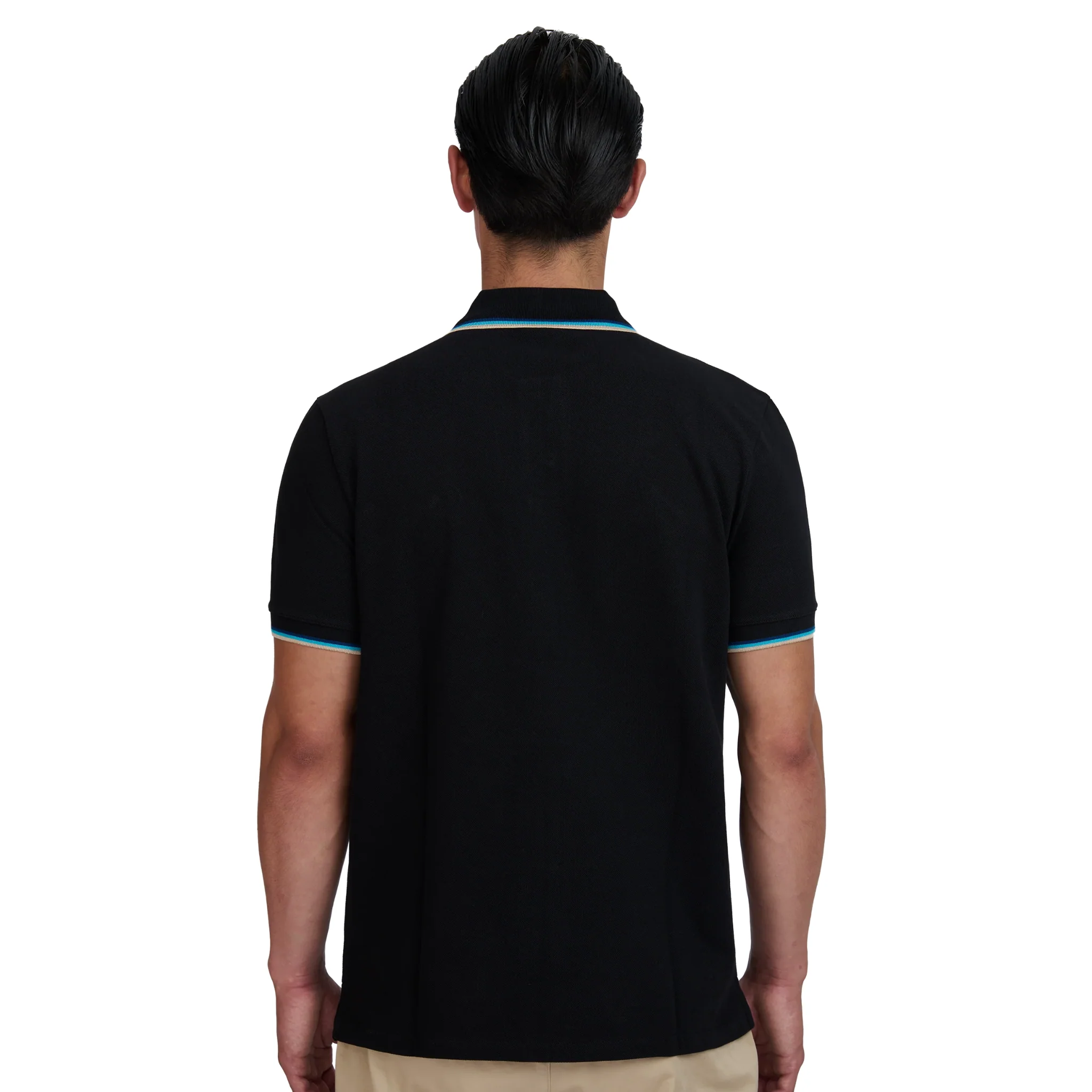 Mens Sandbanks Black Tipped Badge Pique S/s Polo Shirt - Image 4
