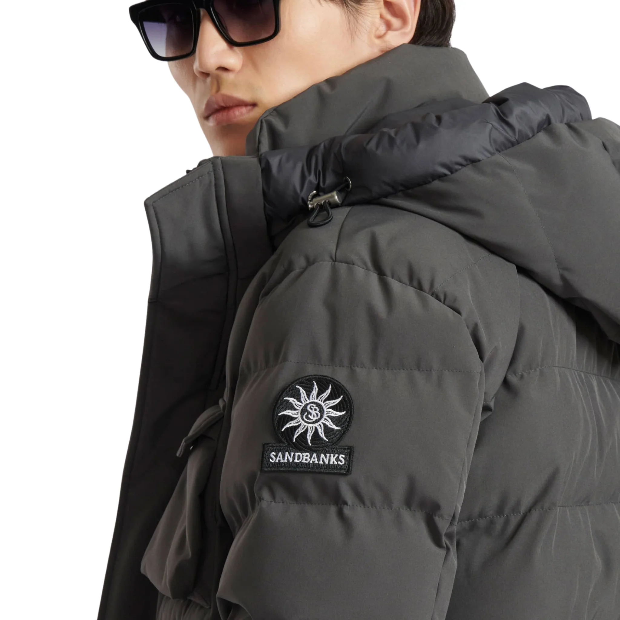 Mens Sandbanks Charcoal Branksome Padded Coat - Image 3