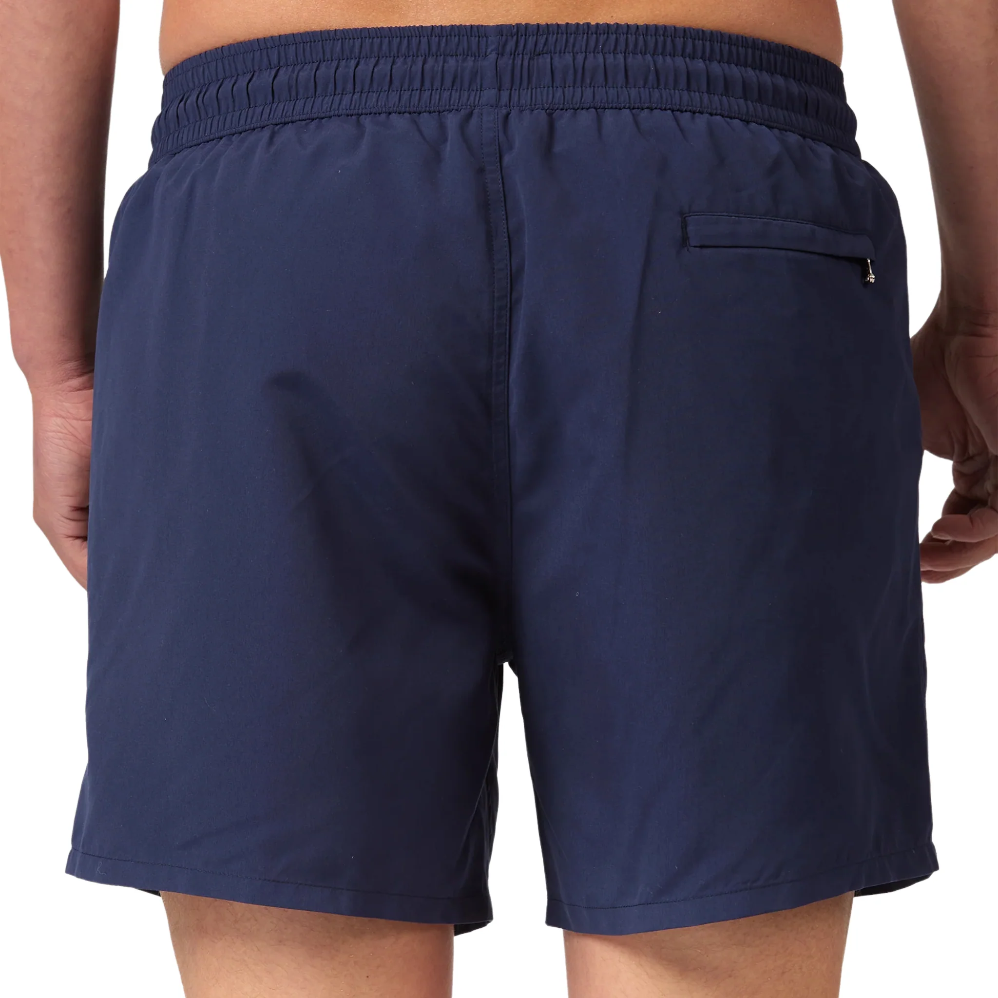 Mens Sandbanks Navy Badge Logo Recycled Swim Shorts - Image 3
