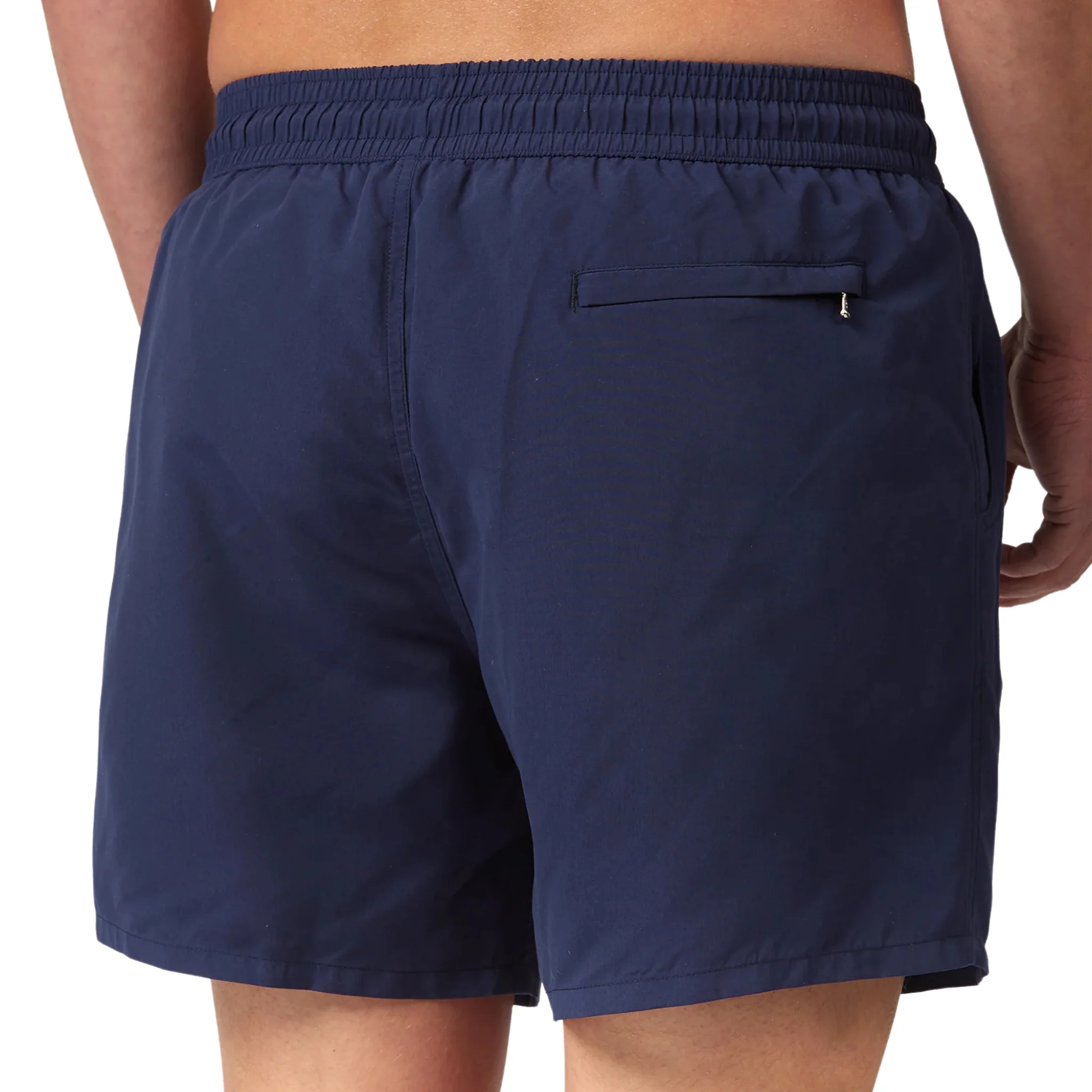 Mens Sandbanks Navy Badge Logo Recycled Swim Shorts - Image 5