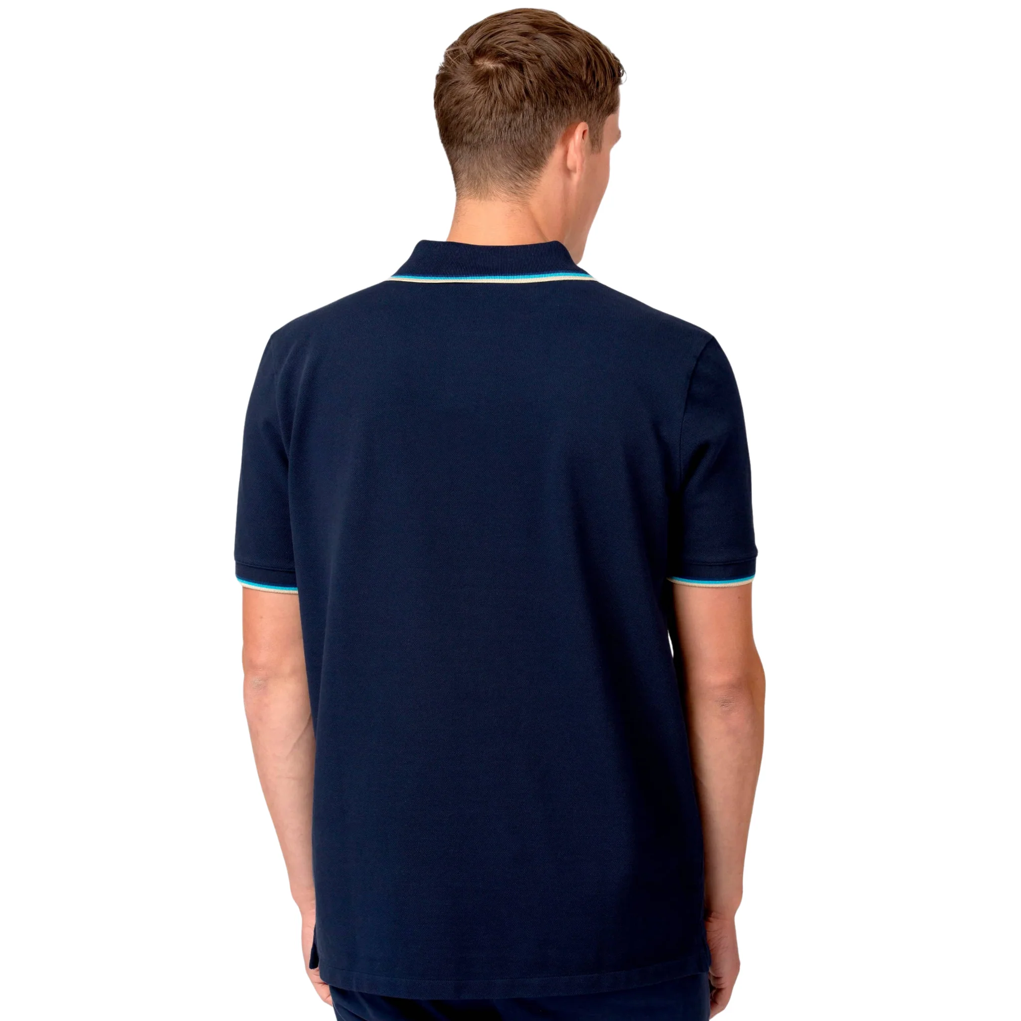 Mens Sandbanks Navy Badge Logo Tipped S/s Polo Shirt - Image 5