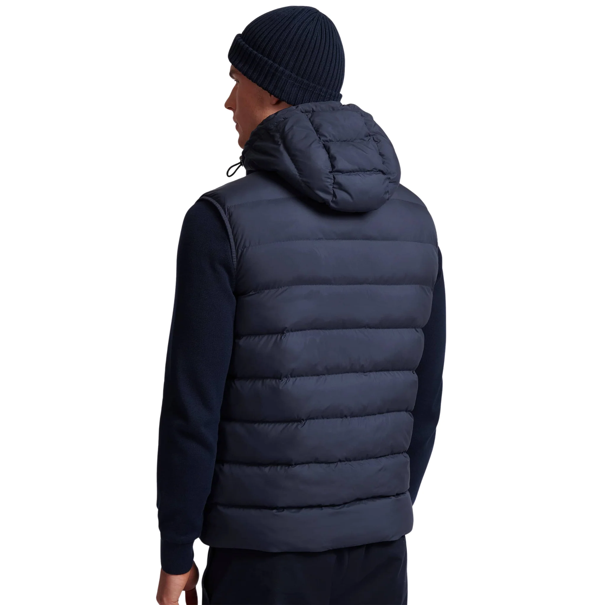 Mens Sandbanks Navy Frontier Micro Puffer Hooded Gilet - Image 4