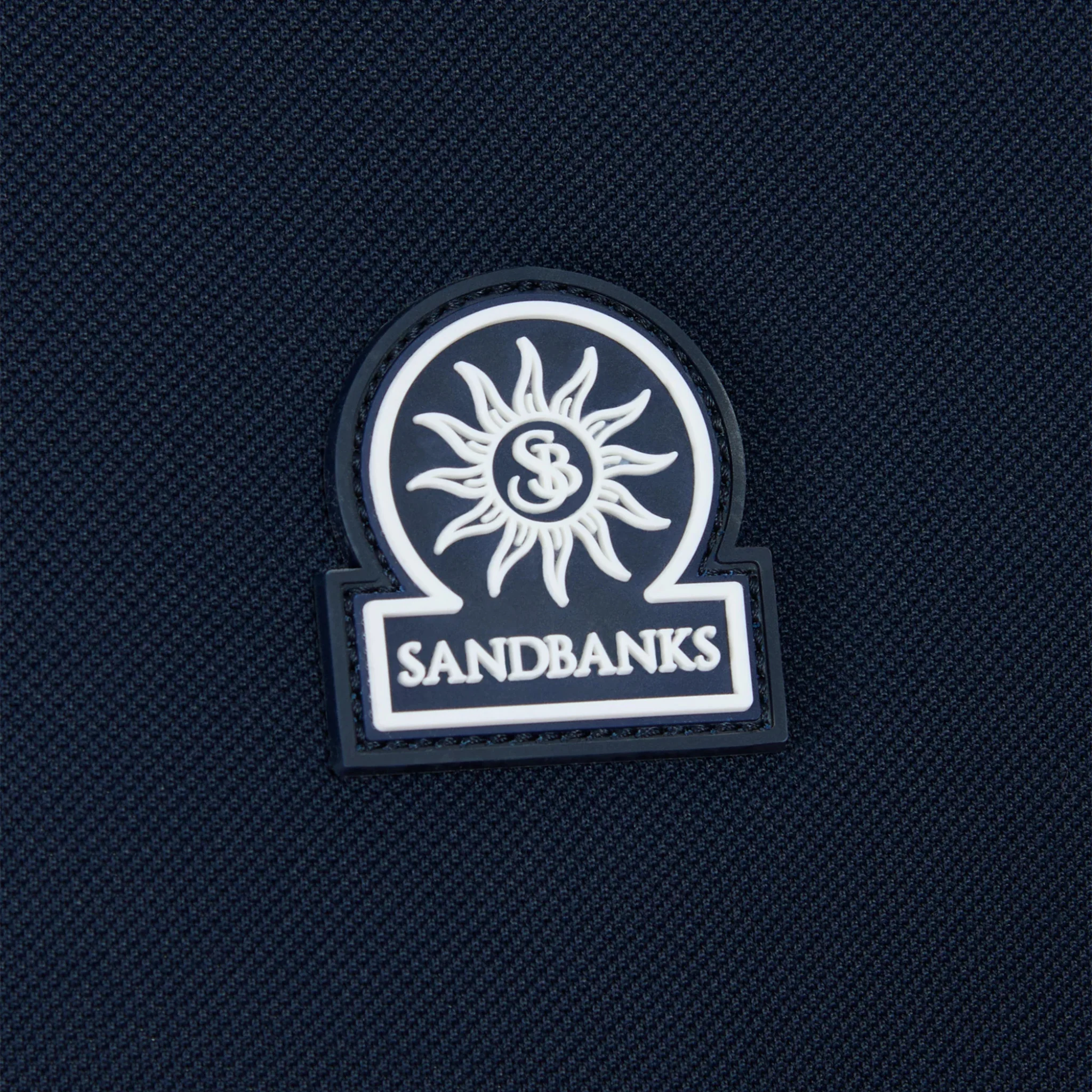 Mens Sandbanks Navy Gradient Rib S/s Polo Shirt - Image 3