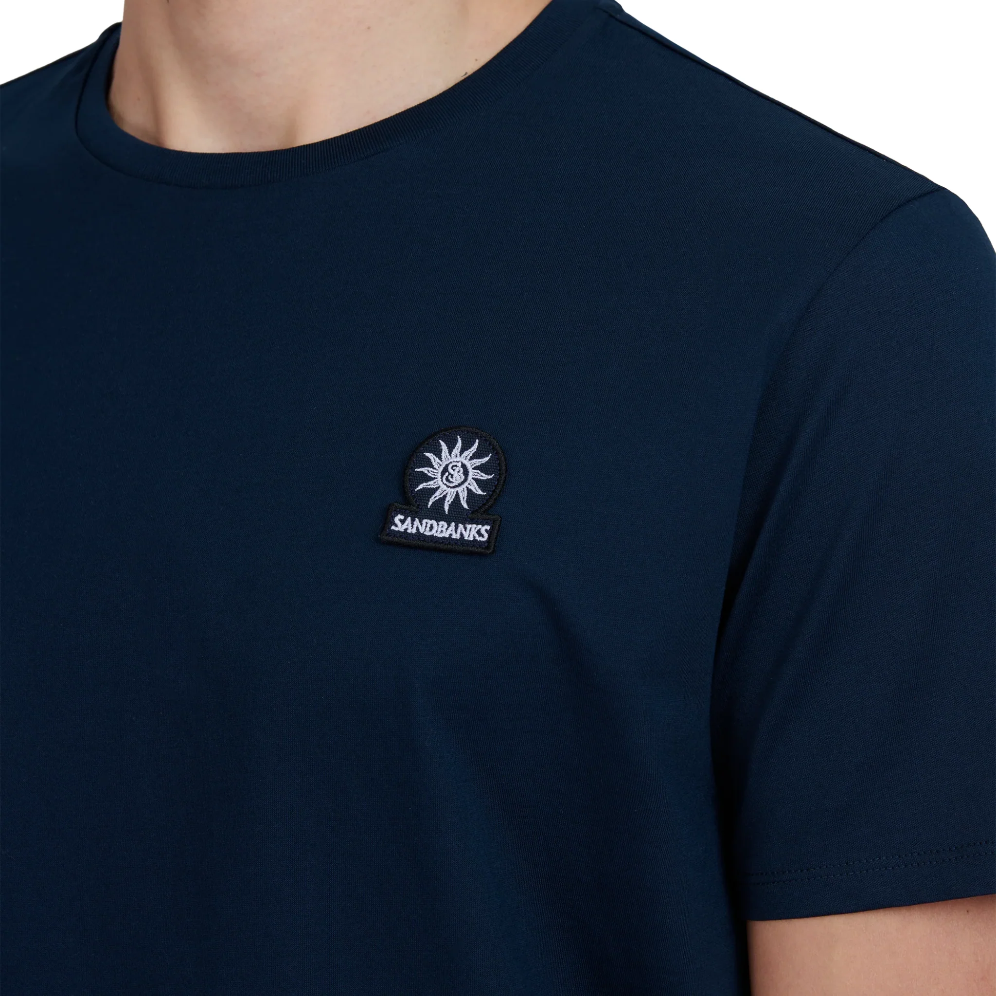 Mens Sandbanks Navy Mercerised Badge S/s T Shirt - Image 3