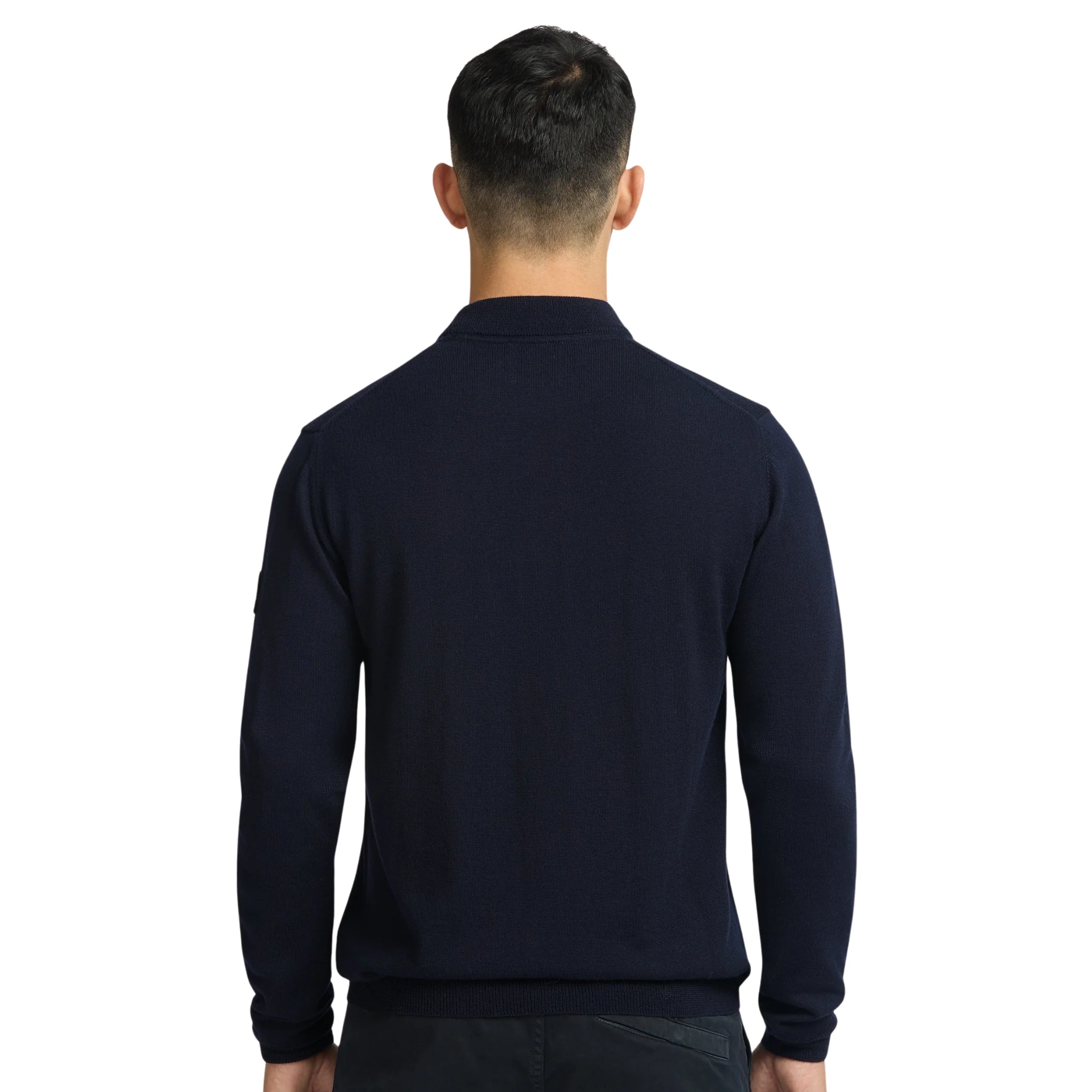 Mens Sandbanks Navy Merino Turtle Neck Jumper - Image 5