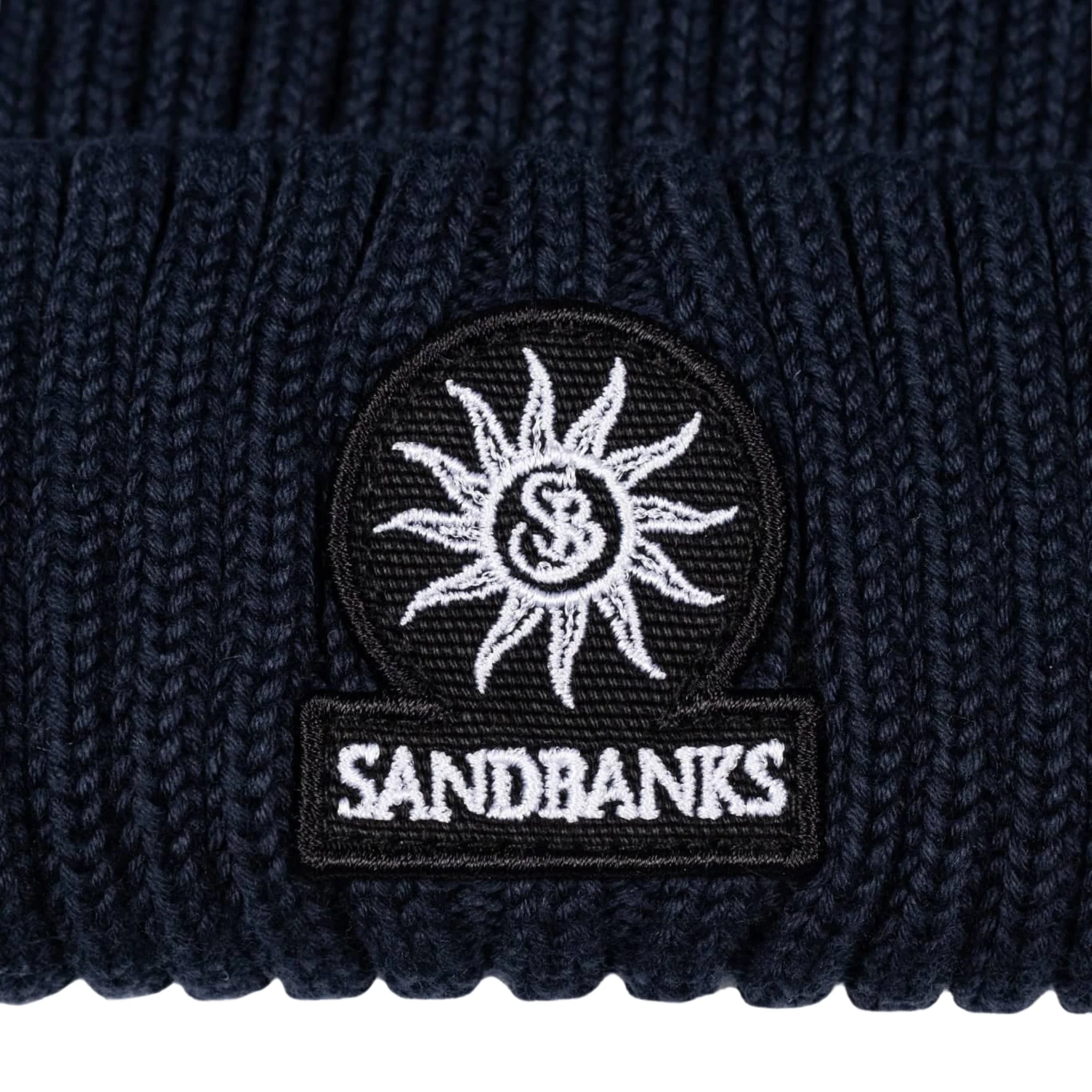 Mens Sandbanks Navy Merino Wool Ribbed Beanie - Image 2