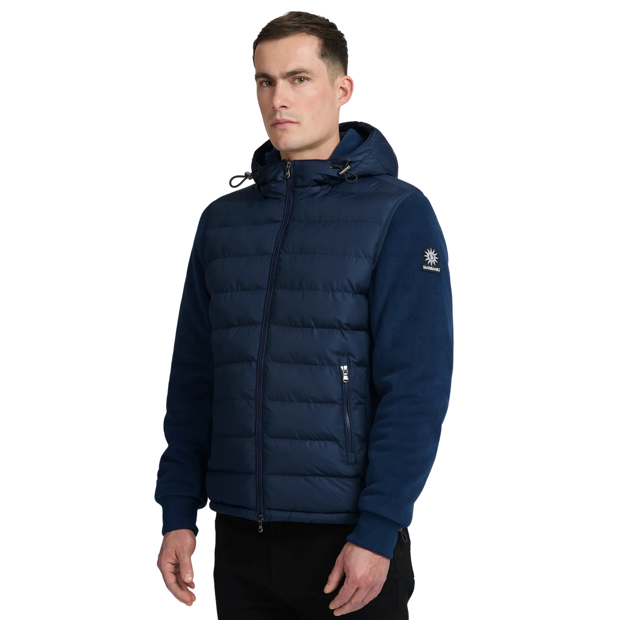 Mens Sandbanks Navy Outlander Hybrid Puffer Jacket - Image 3