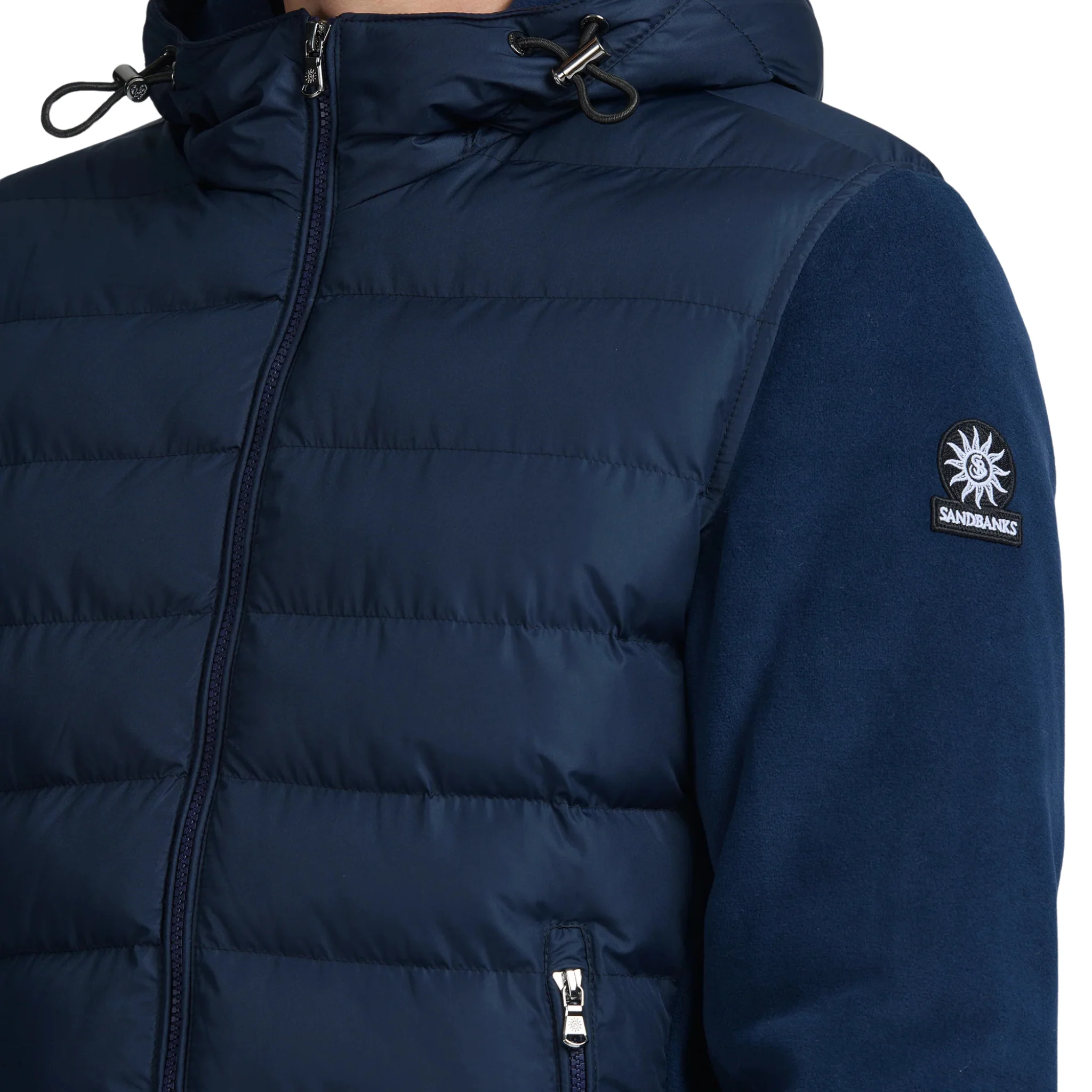 Mens Sandbanks Navy Outlander Hybrid Puffer Jacket - Image 4