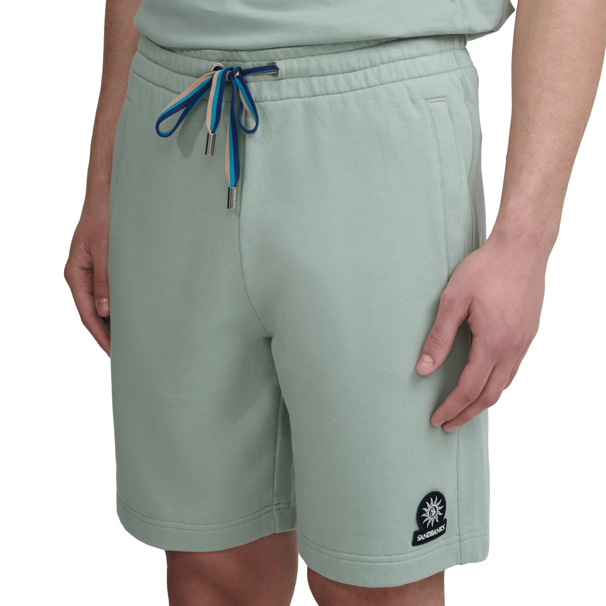Mens Sandbanks Sage Badge Logo Sweat Shorts - Image 2
