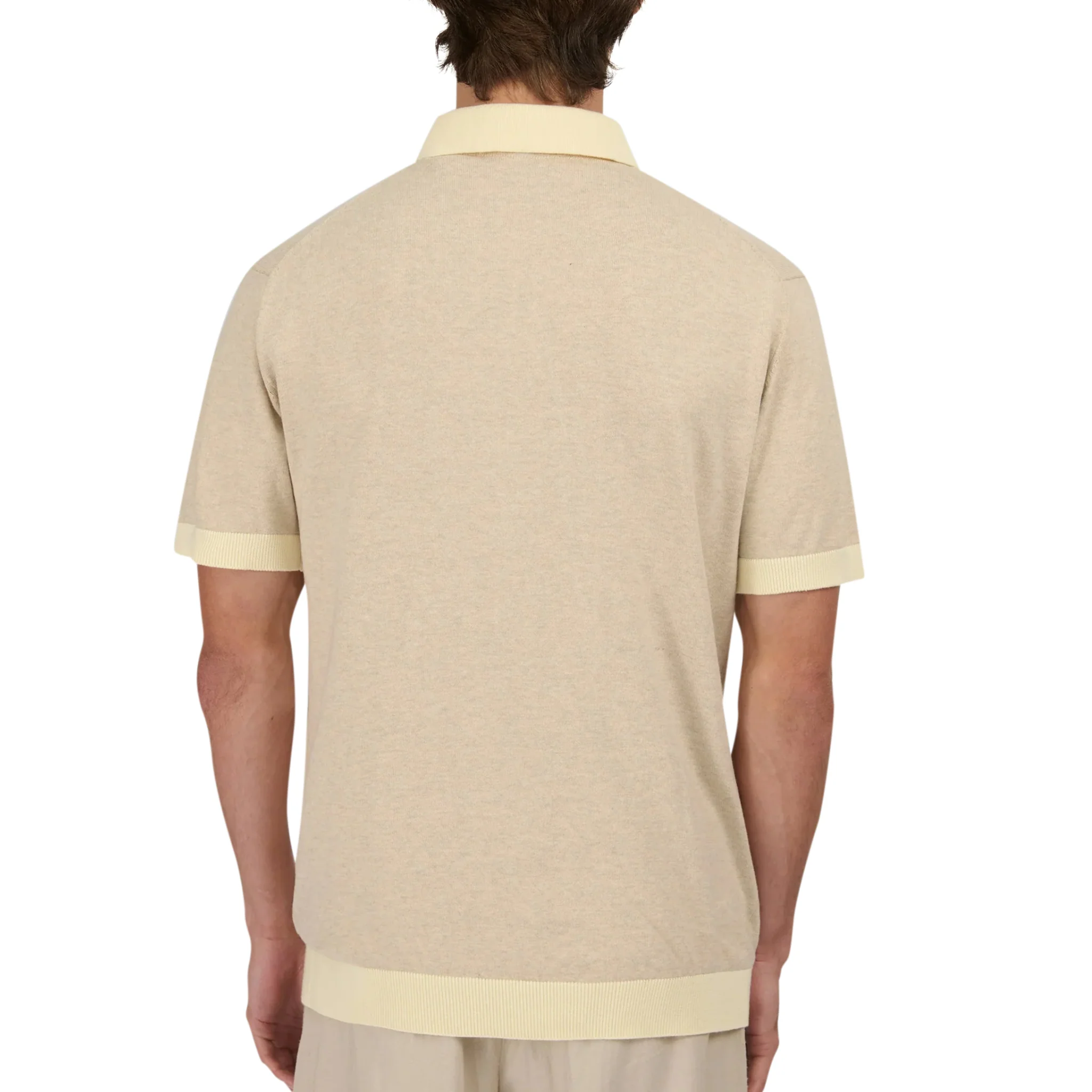 Mens Sandbanks Stone Knitted 3 Button S/s Polo Shirt - Image 3