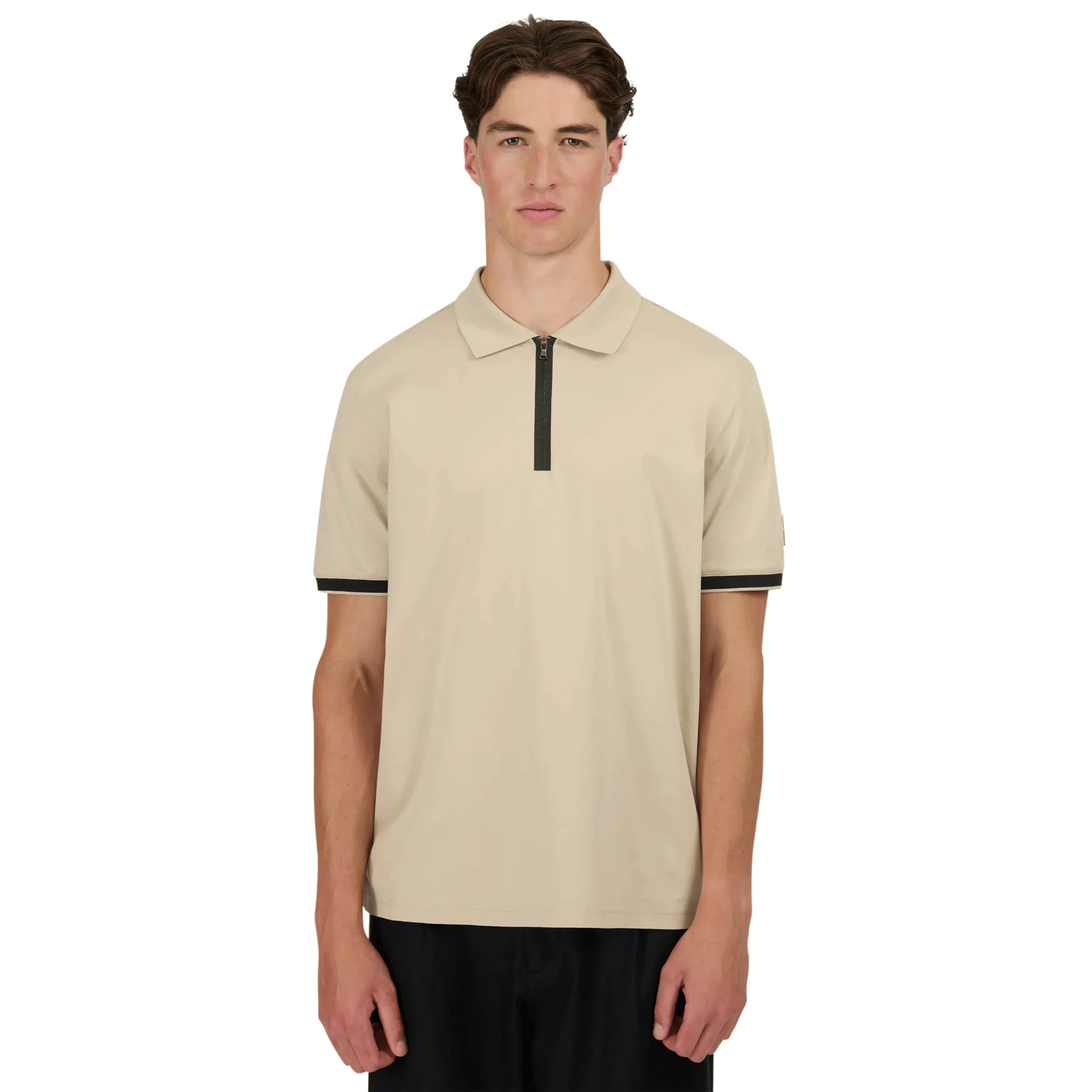 Mens Sandbanks Stone Silicone Zip S/s Polo Shirt - Image 2