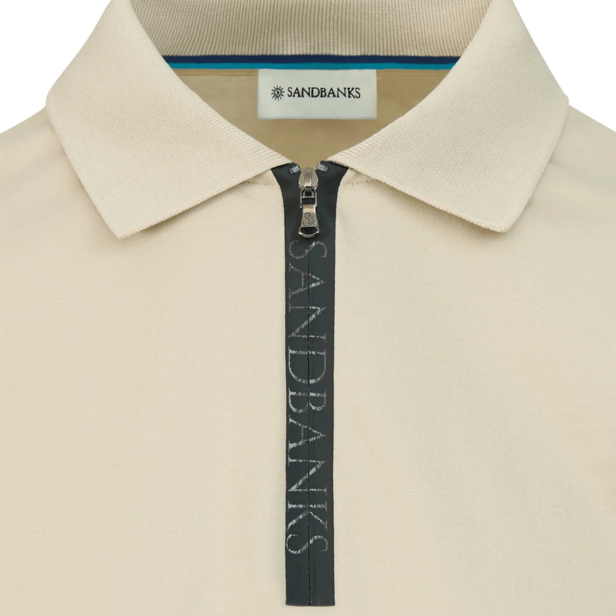 Mens Sandbanks Stone Silicone Zip S/s Polo Shirt - Image 3
