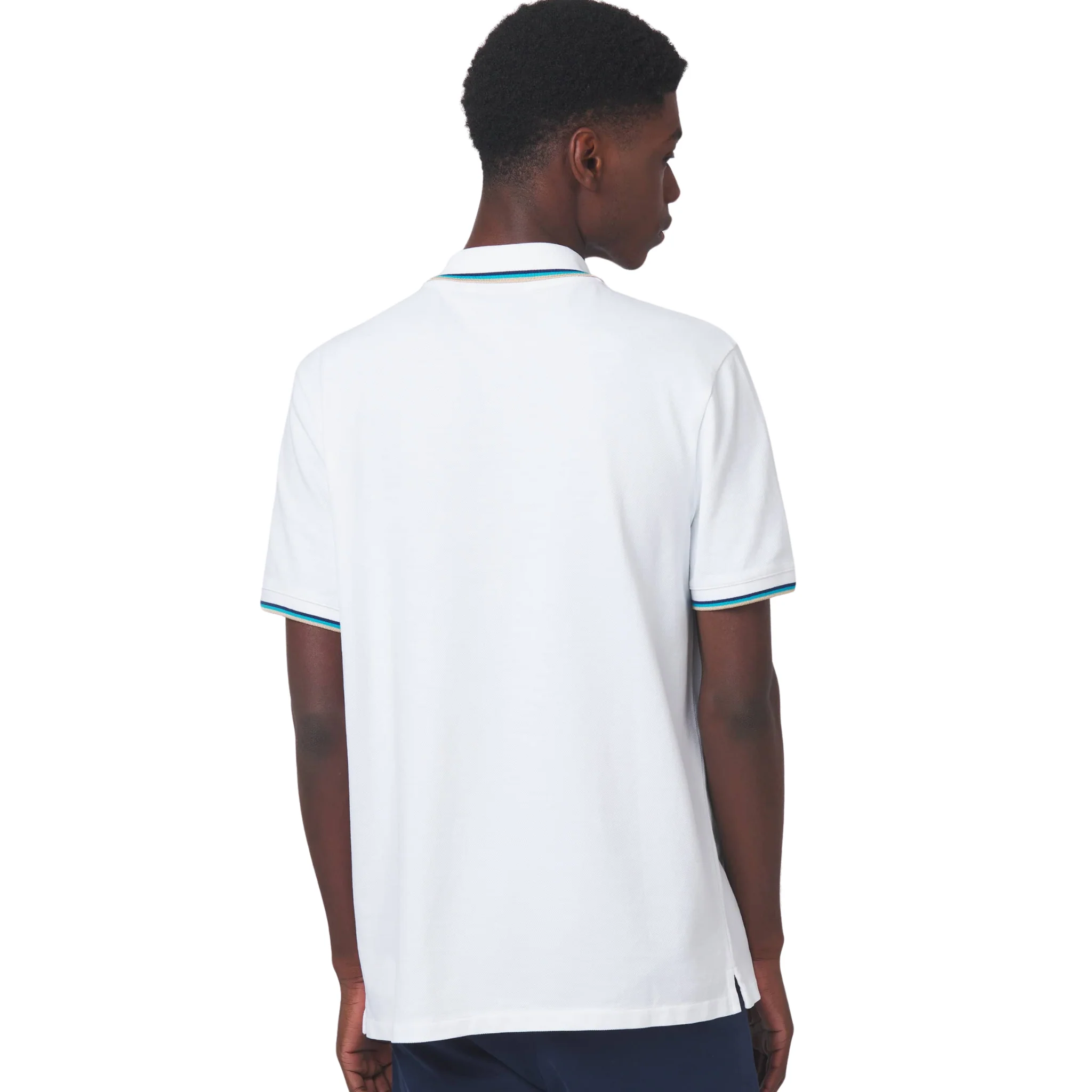Mens Sandbanks White Badge Logo Tipped S/s Polo Shirt - Image 4