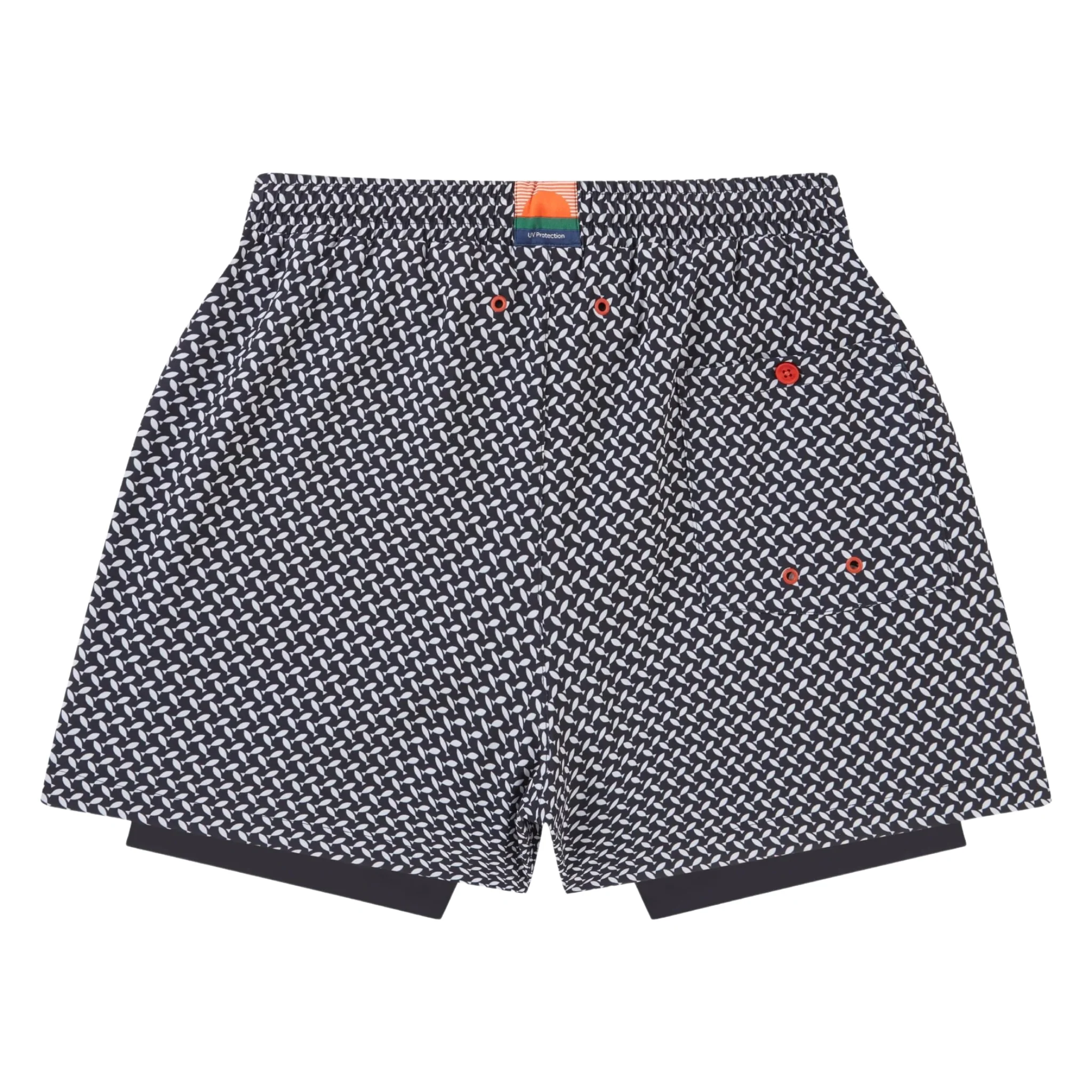 Mens Sealskinz Navy Southwood Fish Print Swim Shorts - Image 2