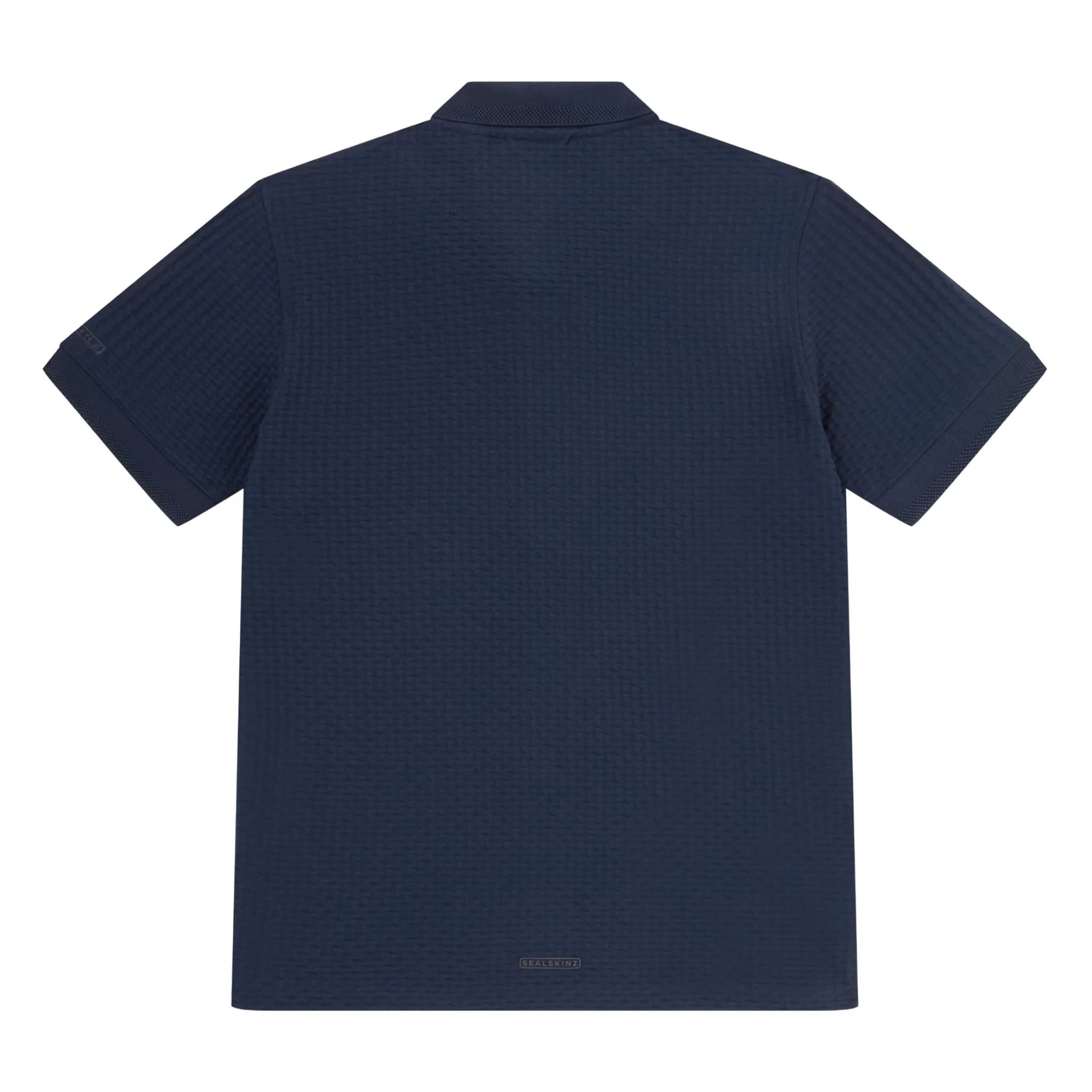Mens Sealskinz Navy Stokesby Button Through Jacquard S/s Polo Shirt - Image 2