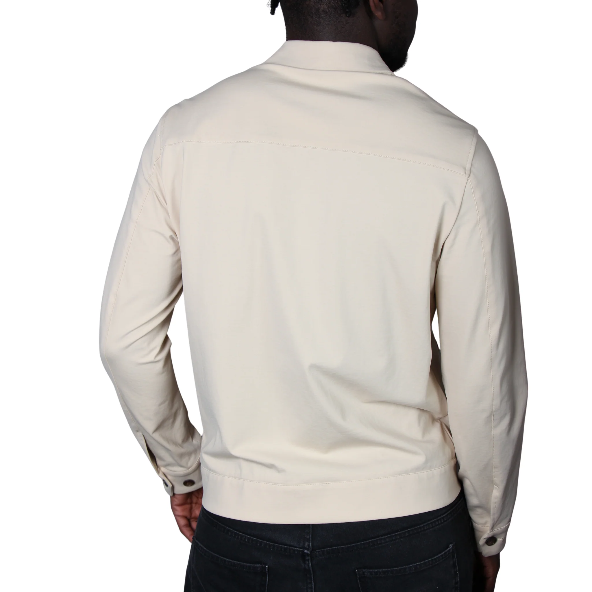Mens SEINSE Beige Soft Button Overshirt - Image 2