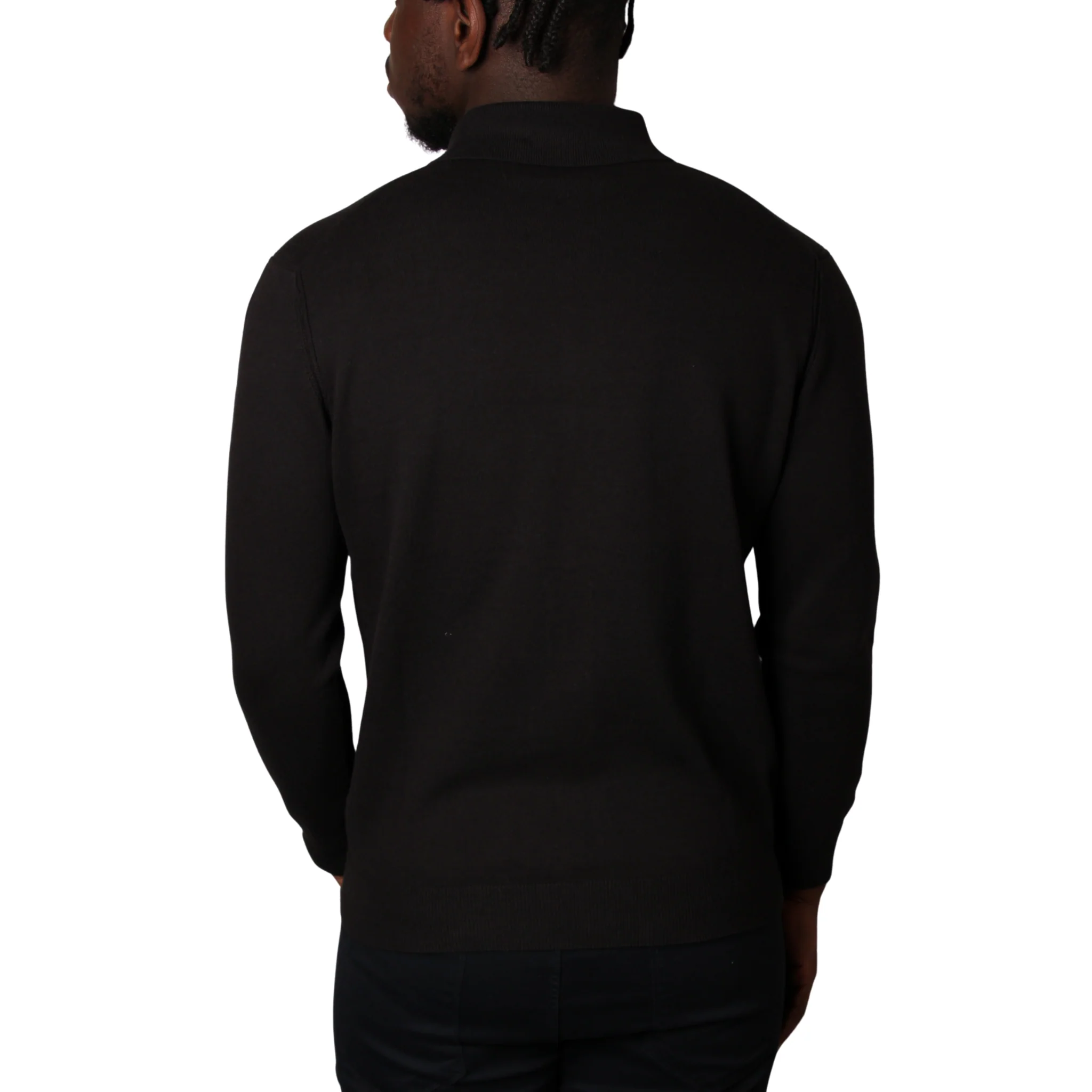 Mens SEINSE Black Knitted Cardigan Overshirt - Image 2