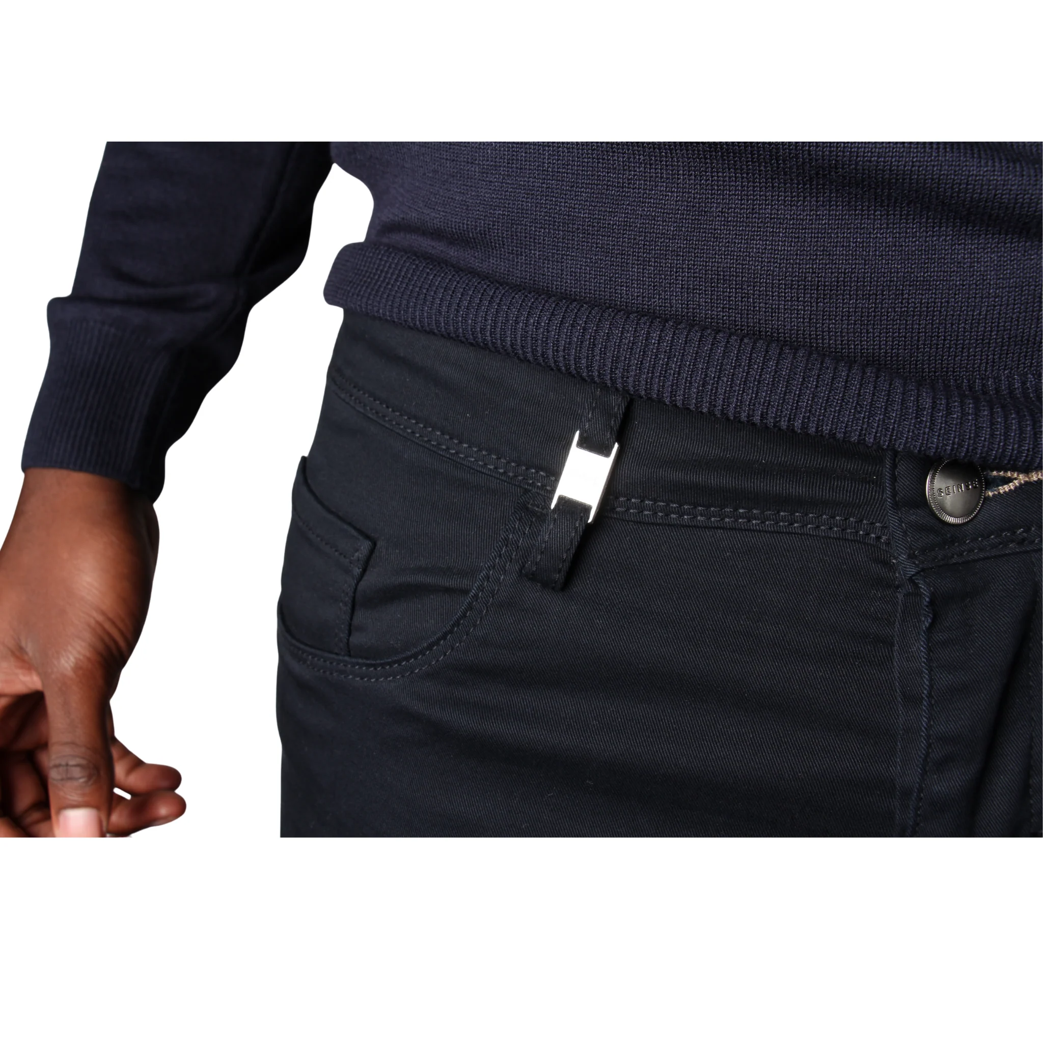 Mens SEINSE Navy 5 Pocket Trousers - Image 3