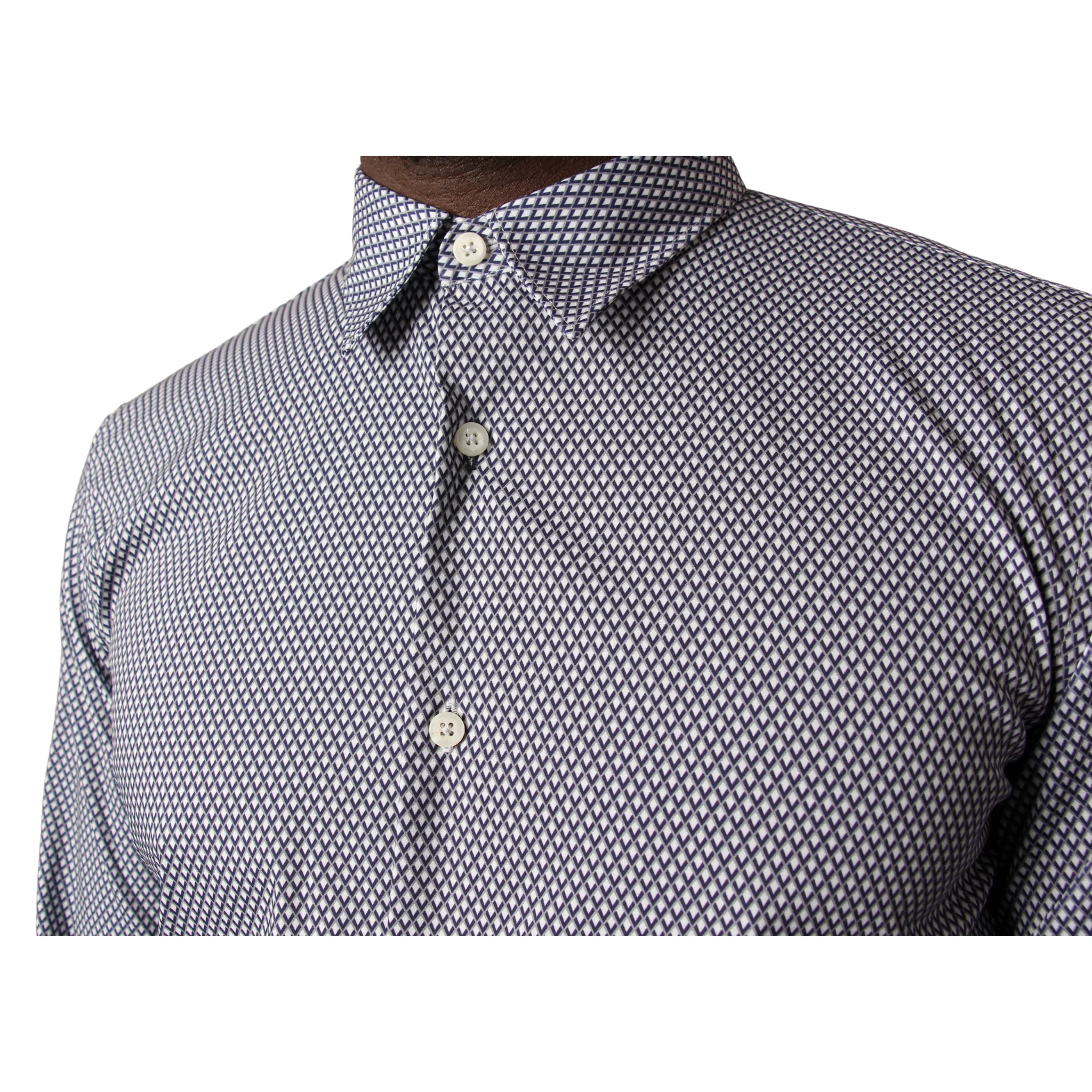 Mens SEINSE Navy Printed L/s Shirt - Image 3