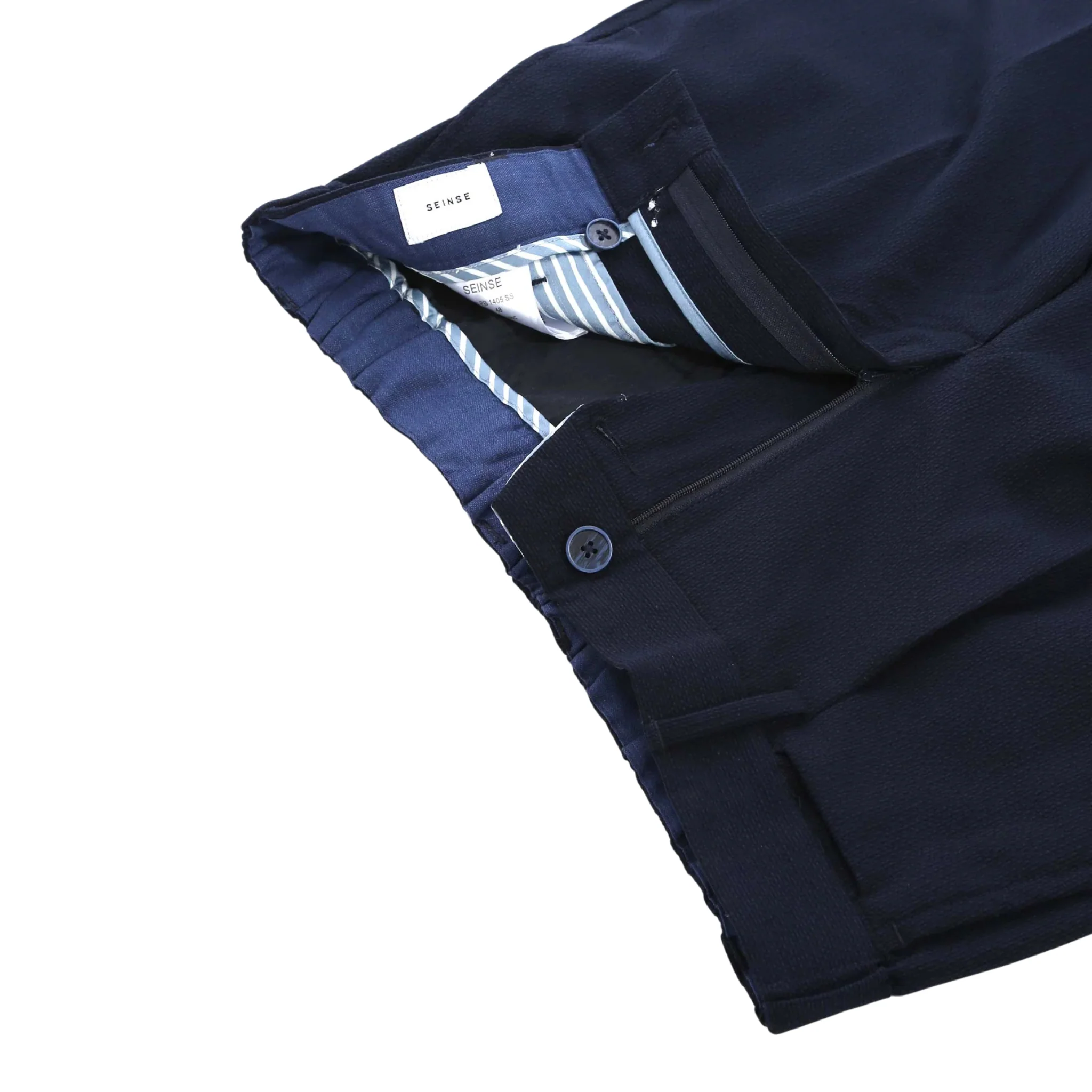 Mens SEINSE Navy Seersucker Shorts - Image 3