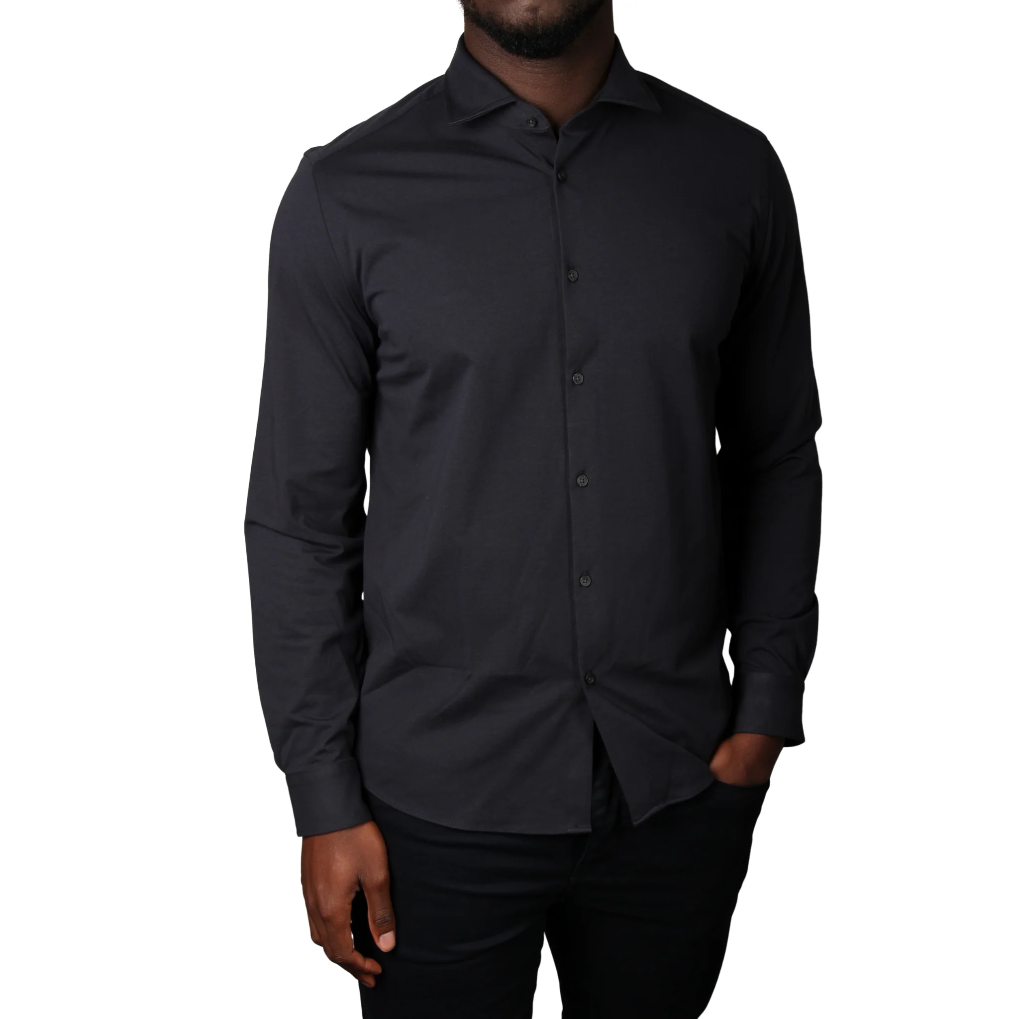 Mens SEINSE Navy Stretch L/s Shirt - Image 2