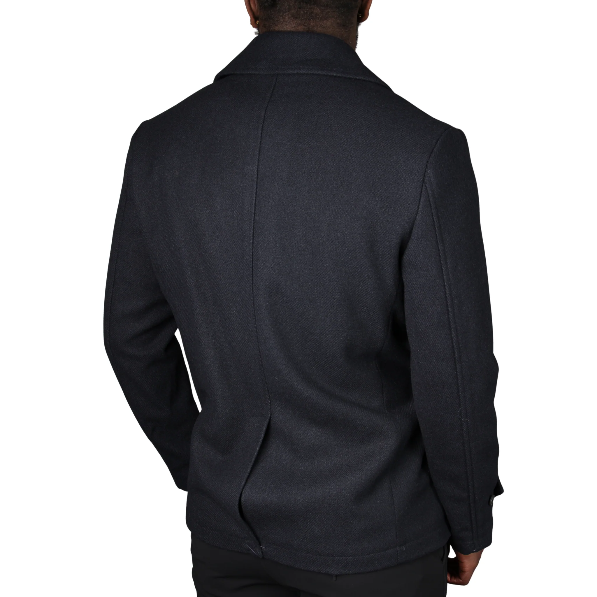 Mens SEINSE Navy Tailored Peacoat - Image 2