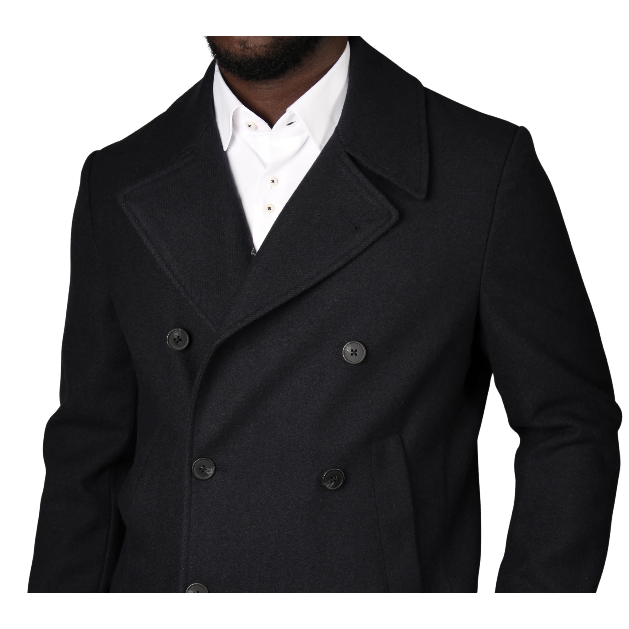 Mens SEINSE Navy Tailored Peacoat - Image 3