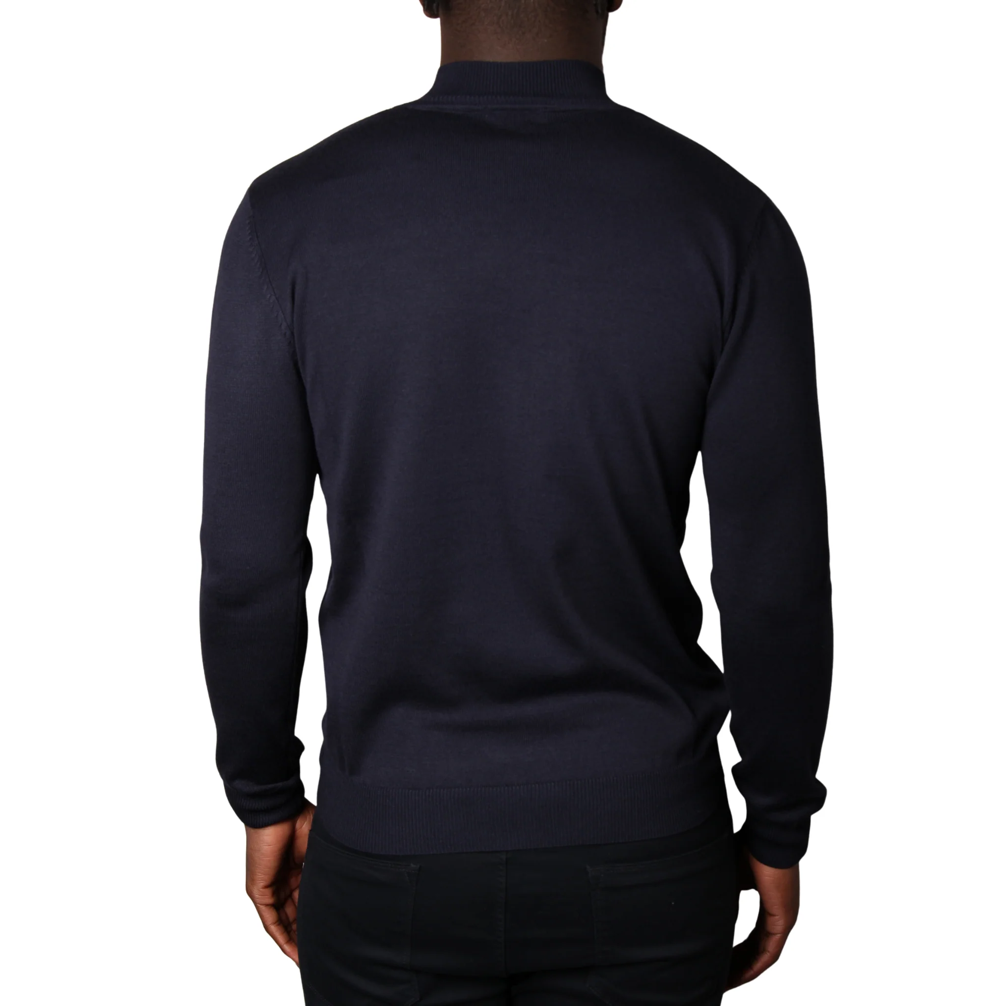 Mens SEINSE Navy Turtle Neck Knit Jumper - Image 2