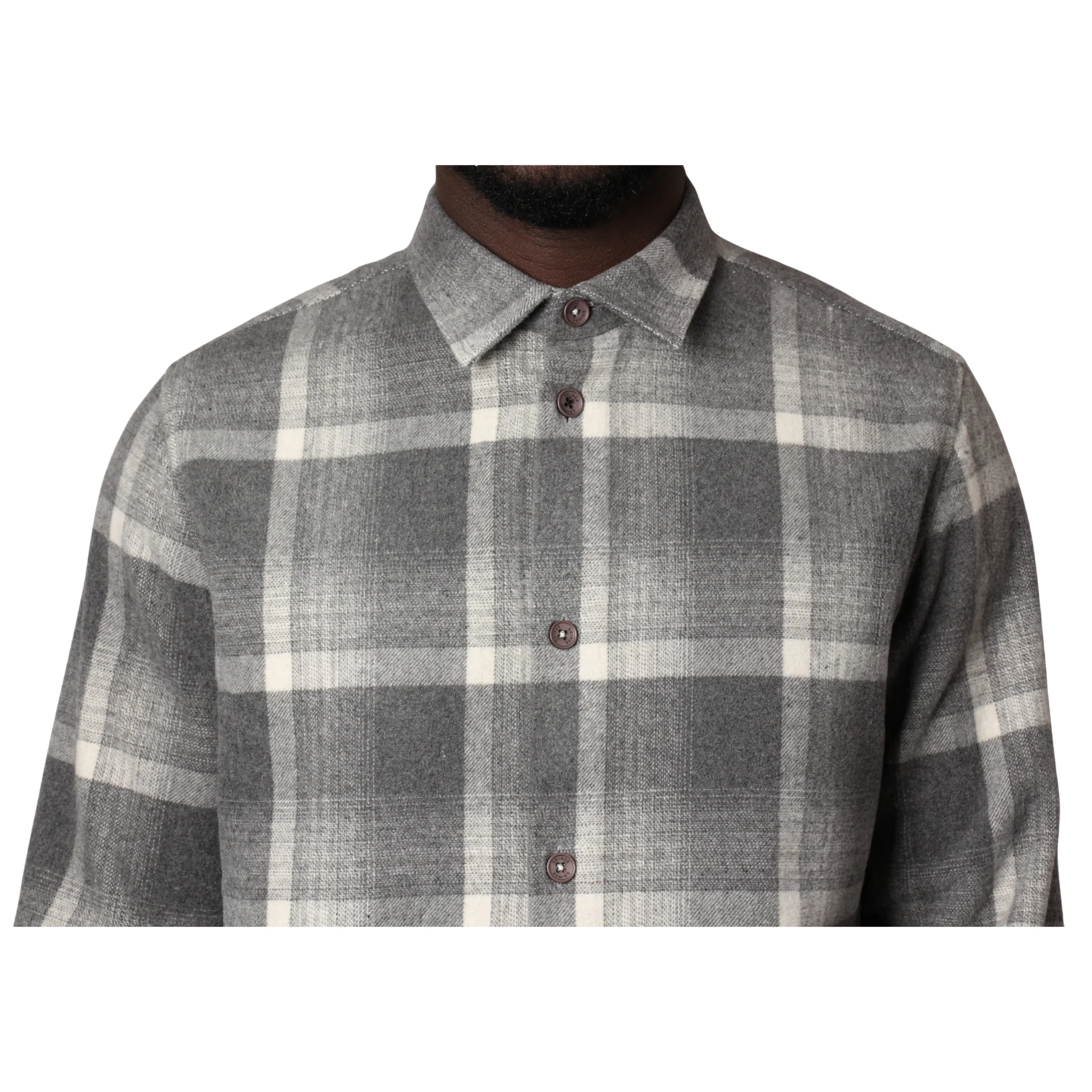 Mens SEINSE Perla Grey Flannel Overshirt - Image 4
