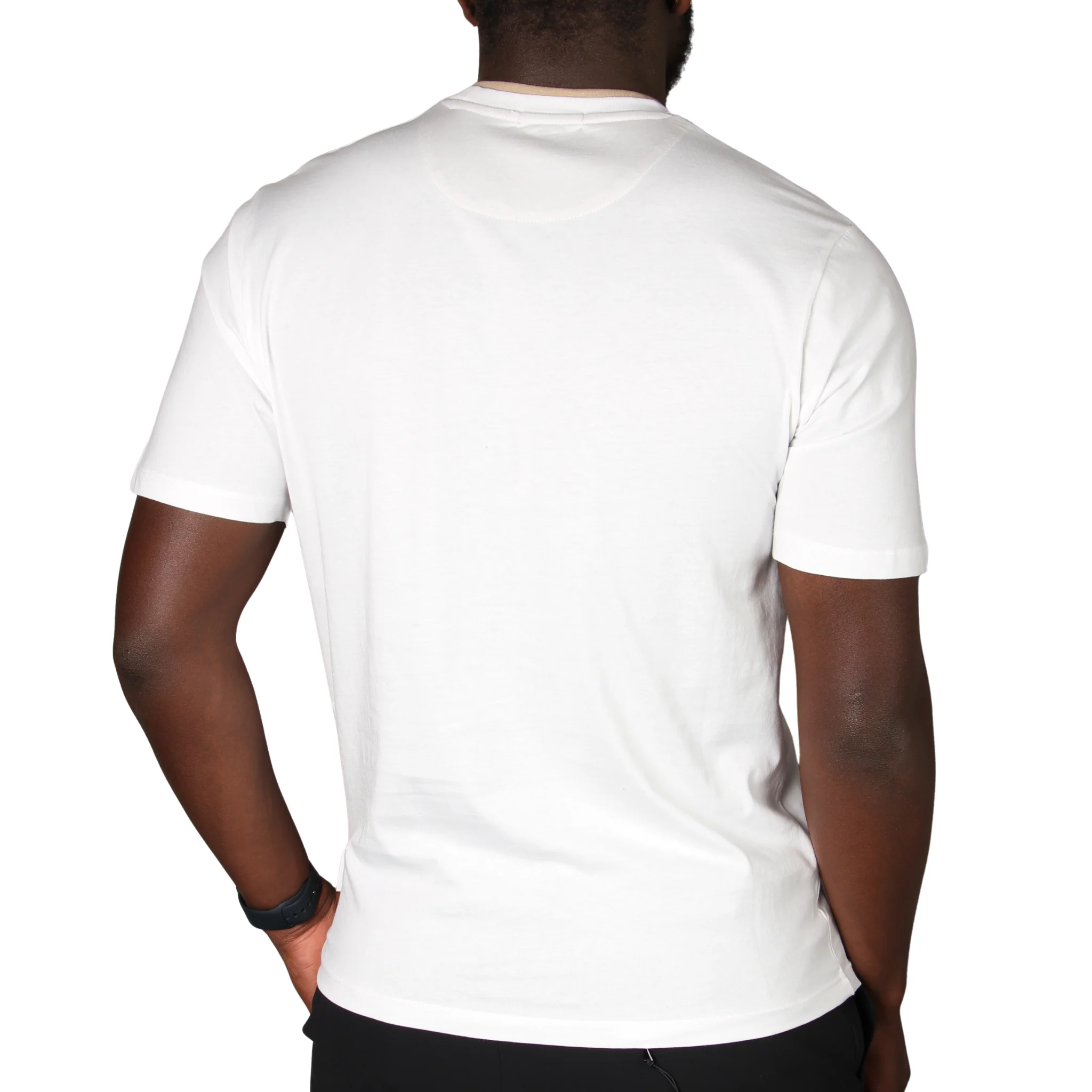 Mens SEINSE White/Beige Double Collar Neck S/s T Shirt - Image 2