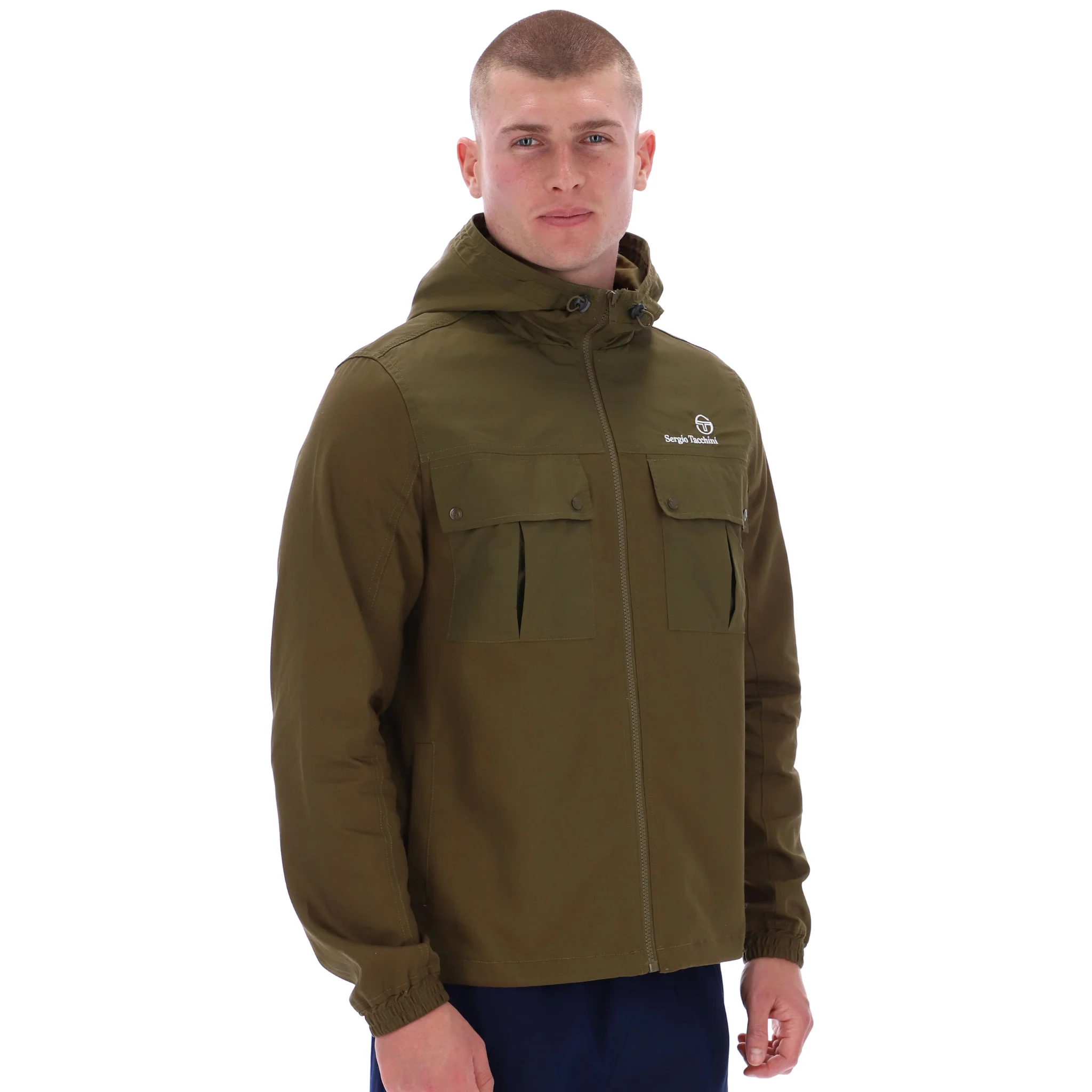 Mens Sergio Tacchini Dark Olive Calisti Hooded Jacket - Image 3