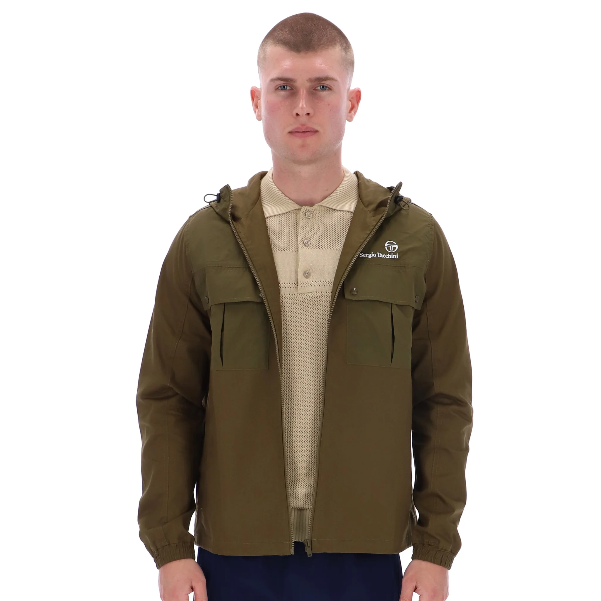 Mens Sergio Tacchini Dark Olive Calisti Hooded Jacket - Image 4