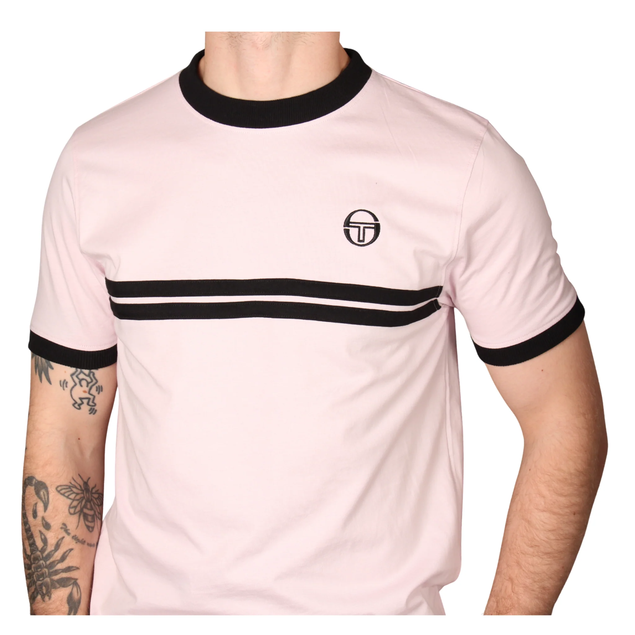 Mens Sergio Tacchini Light Lilac/Black Supermac S/s T Shirt - Image 3
