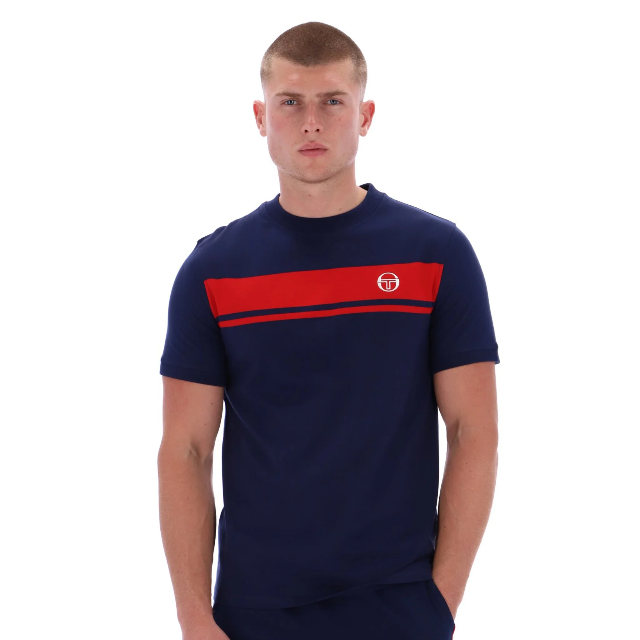 Mens Sergio Tacchini Maritime Blue/Adrenaline Rush Master S/s T Shirt - Image 2