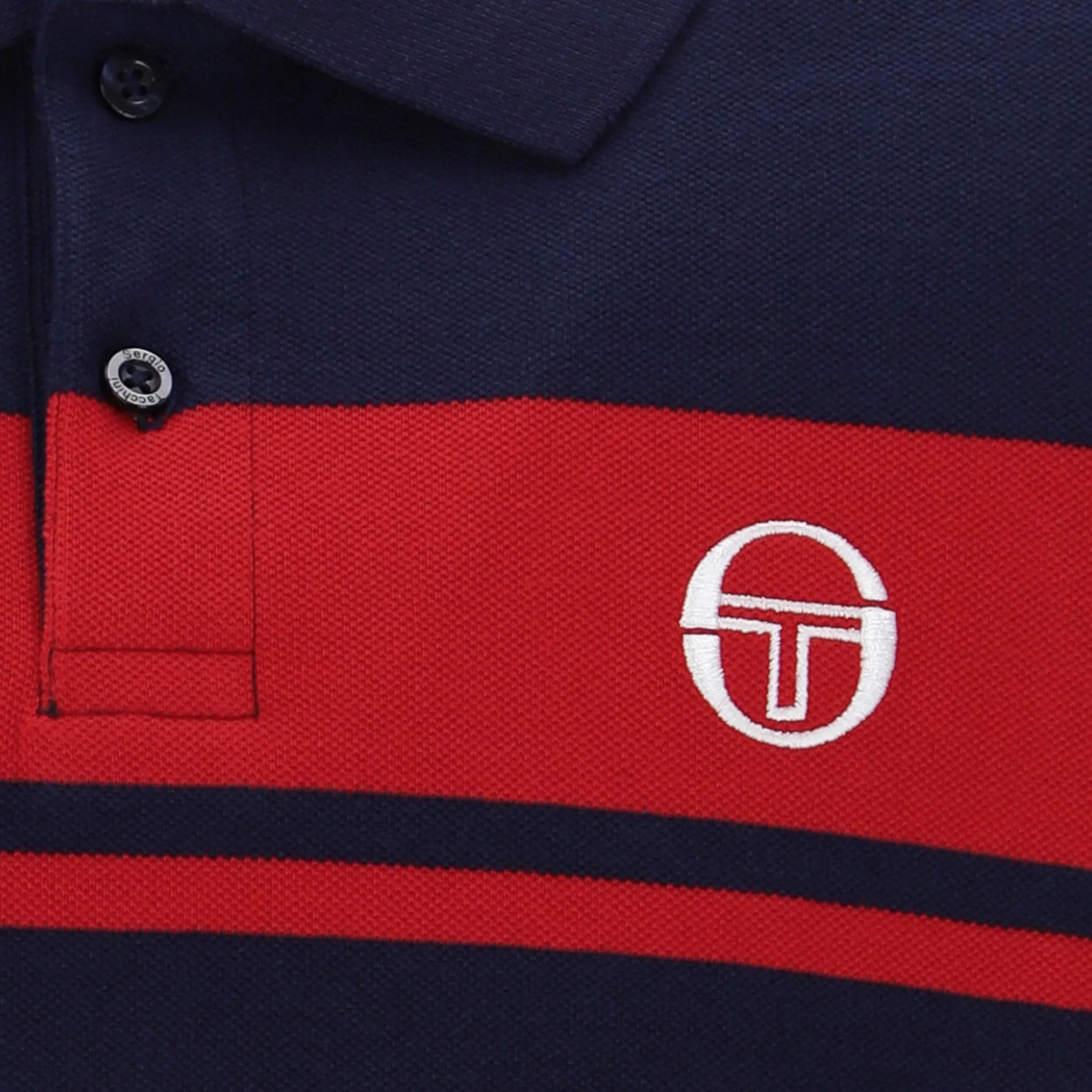 Mens Sergio Tacchini Maritime Blue/Adrenaline Rush Young Line S/s Polo - Image 3